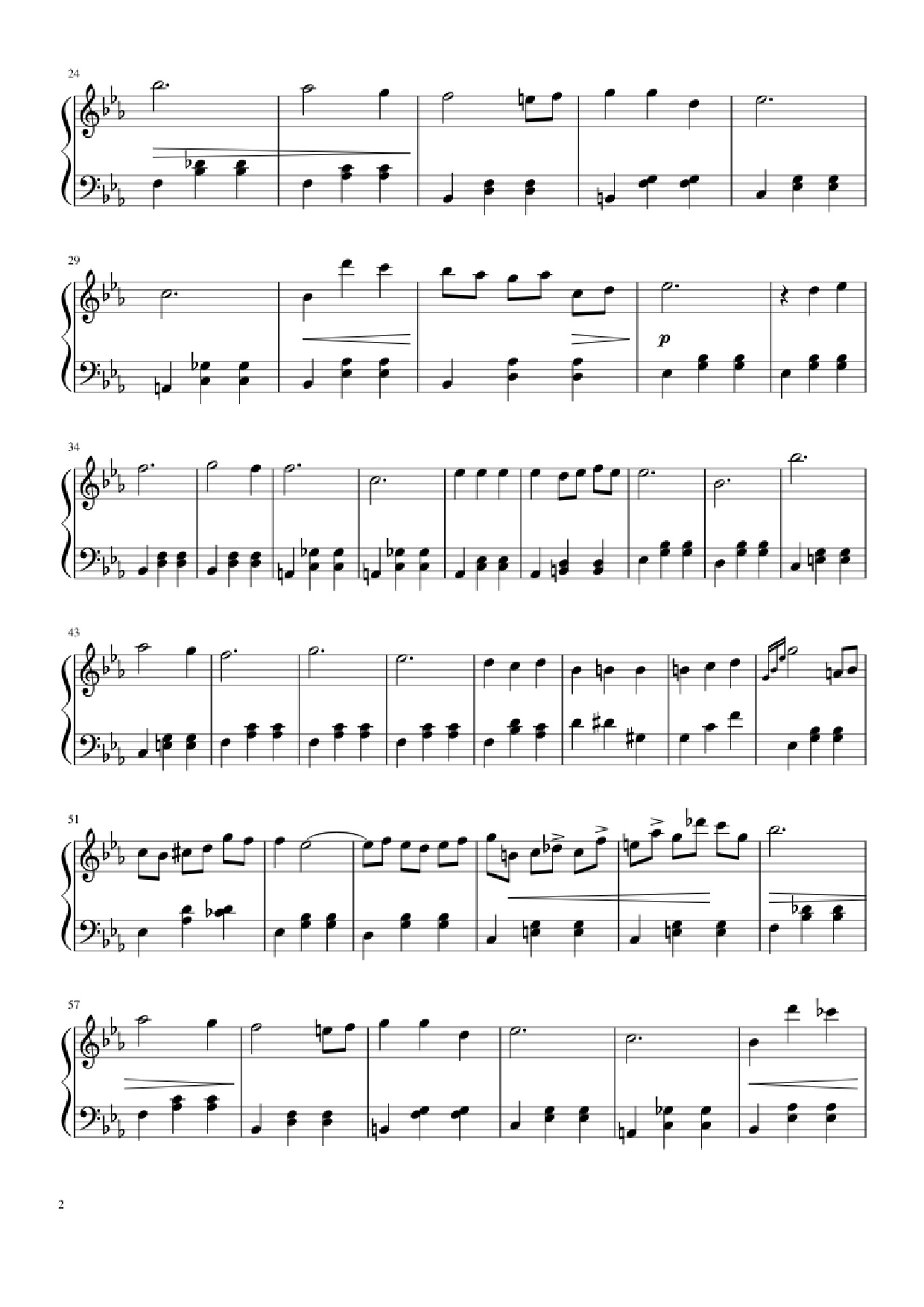 Page 2 of Sheet music PDF Nocturne in E-flat Major (Easy) - Frédéric Chopin