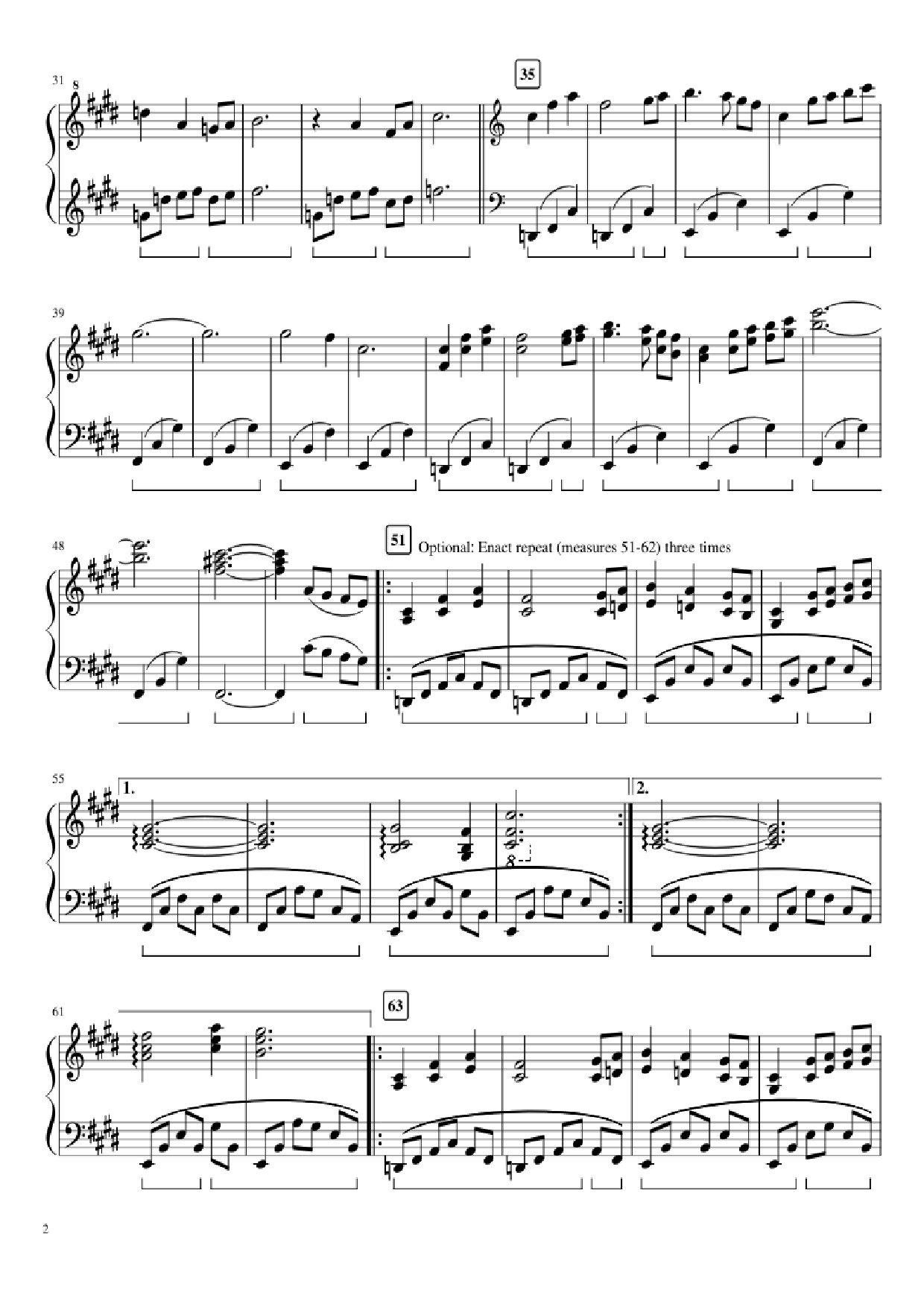 Page 2 of Sheet music PDF Piano An Ending & Respite Piano - Composition by Toby Fox Arrangement by articulatedaffectivity