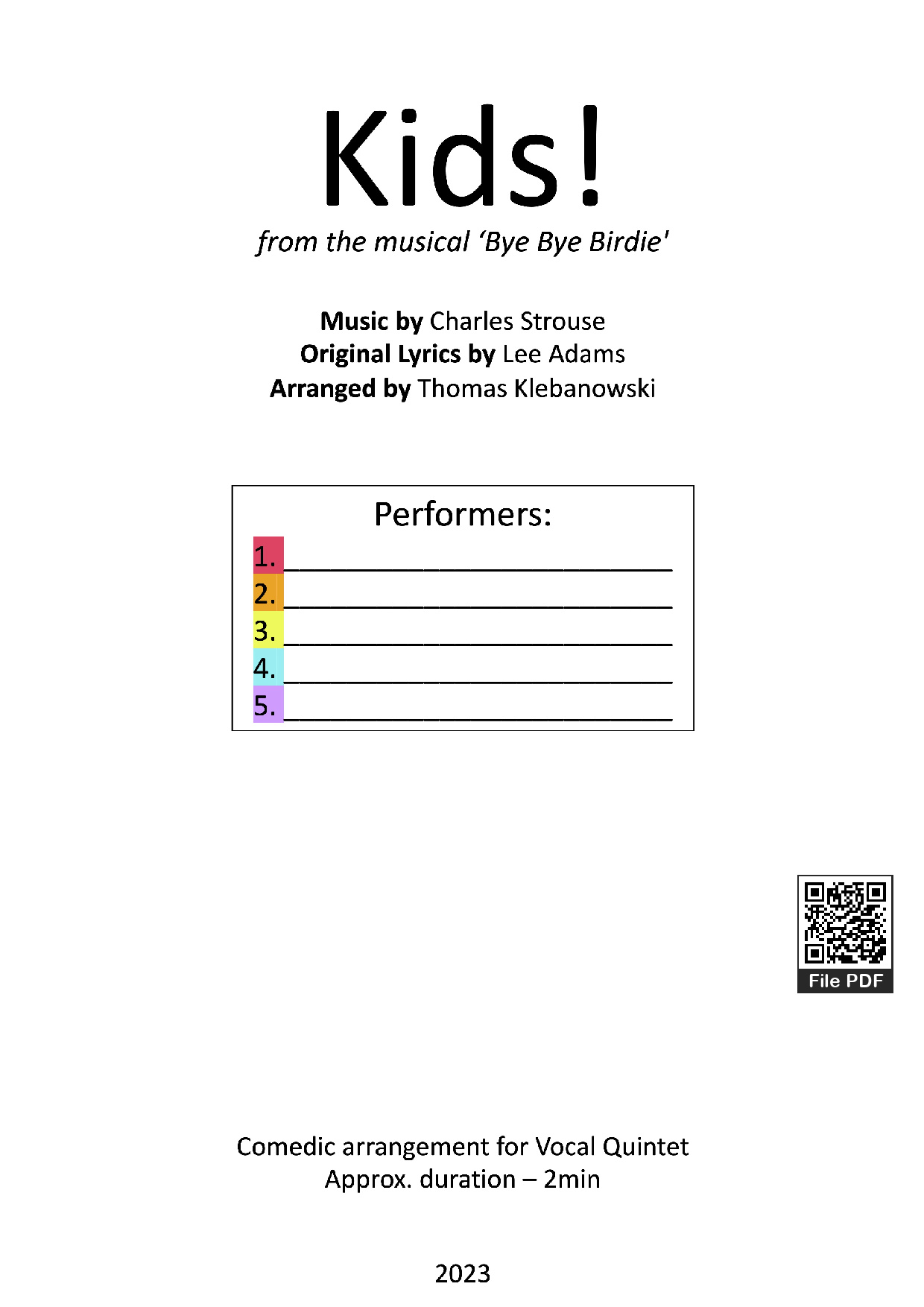 Page 1 of Sheet music PDF Kids Piano - Charles Strouse