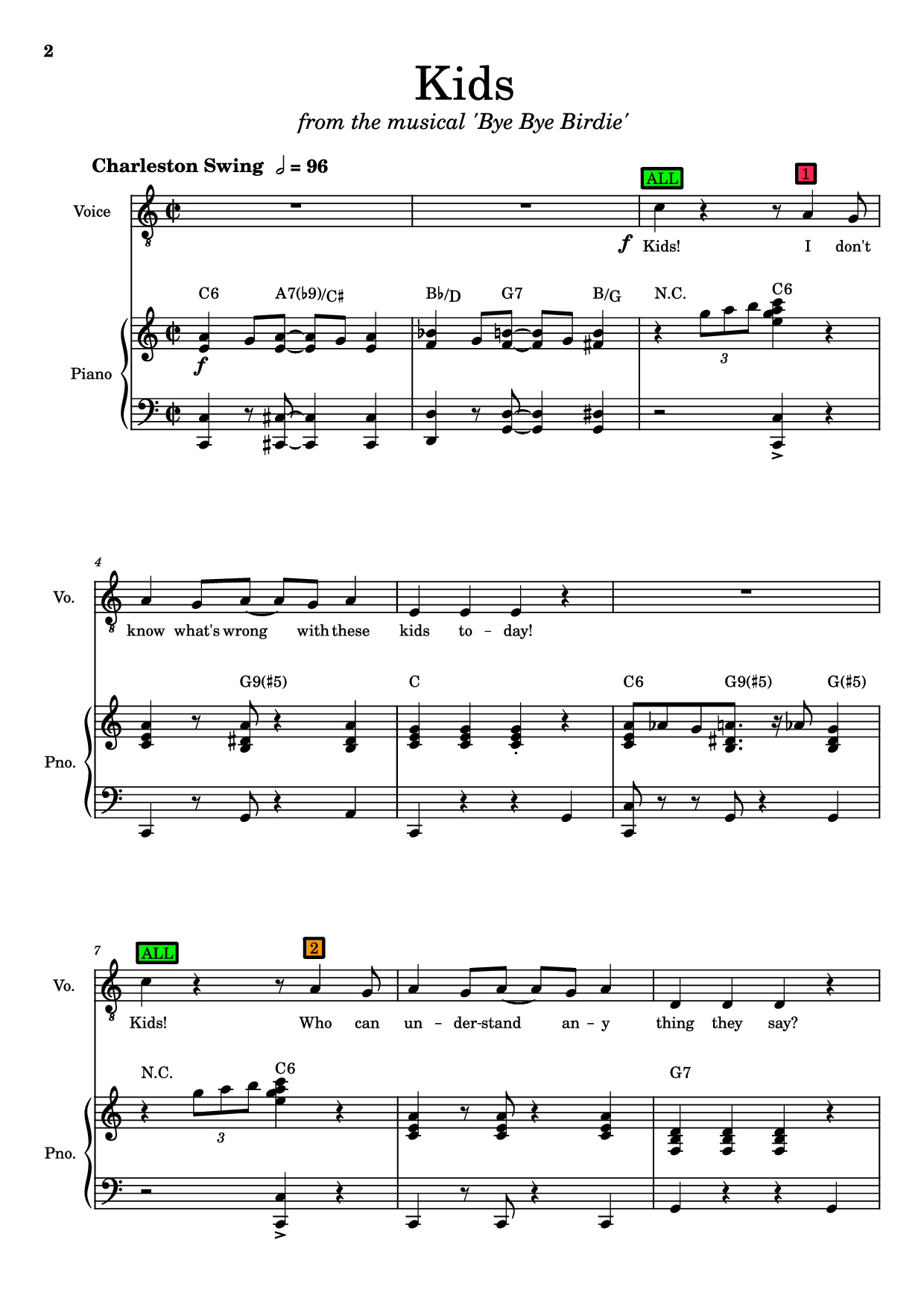 Page 2 of Sheet music PDF Kids Piano - Charles Strouse