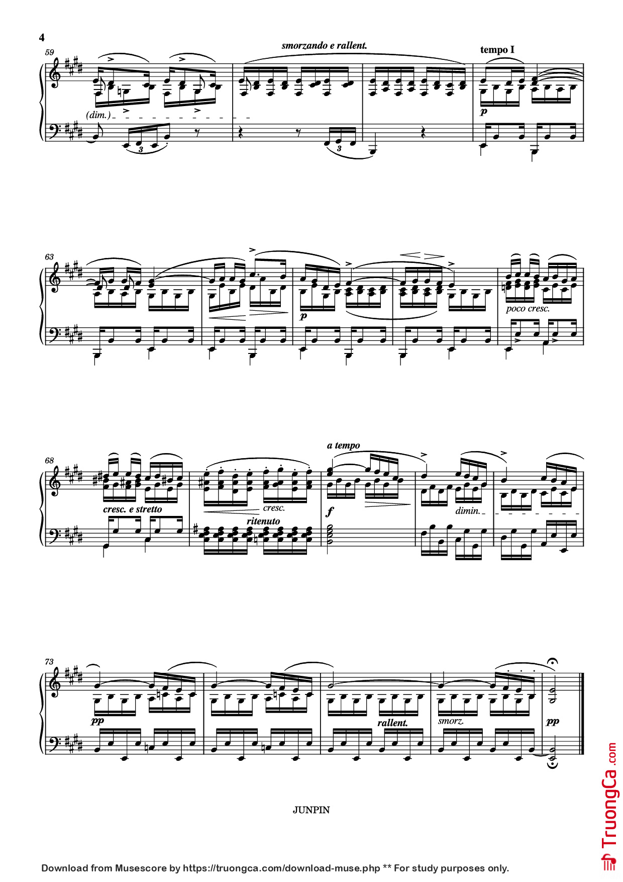 Page 4 of Sheet music PDF Etude Op.10 No.3 in E Major - Chopin