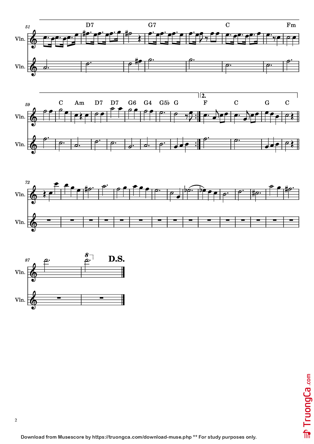 Page 2 of Sheet music PDF ESCOLHI TE ESPERAR Violin - Marcela Taís