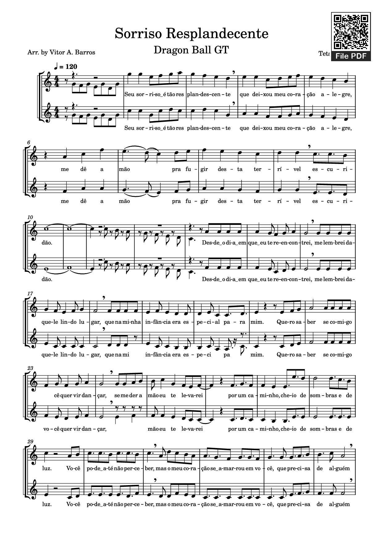 Page 1 of Sheet music PDF Sorriso Resplandecente - Tetsurō Oda
