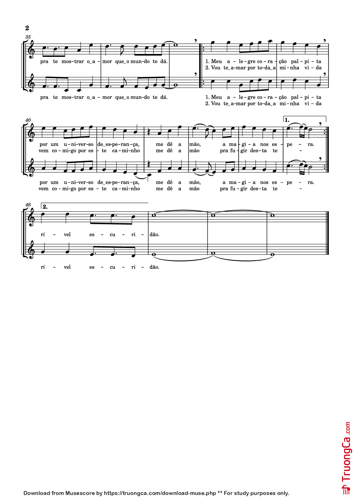 Page 2 of Sheet music PDF Sorriso Resplandecente - Tetsurō Oda