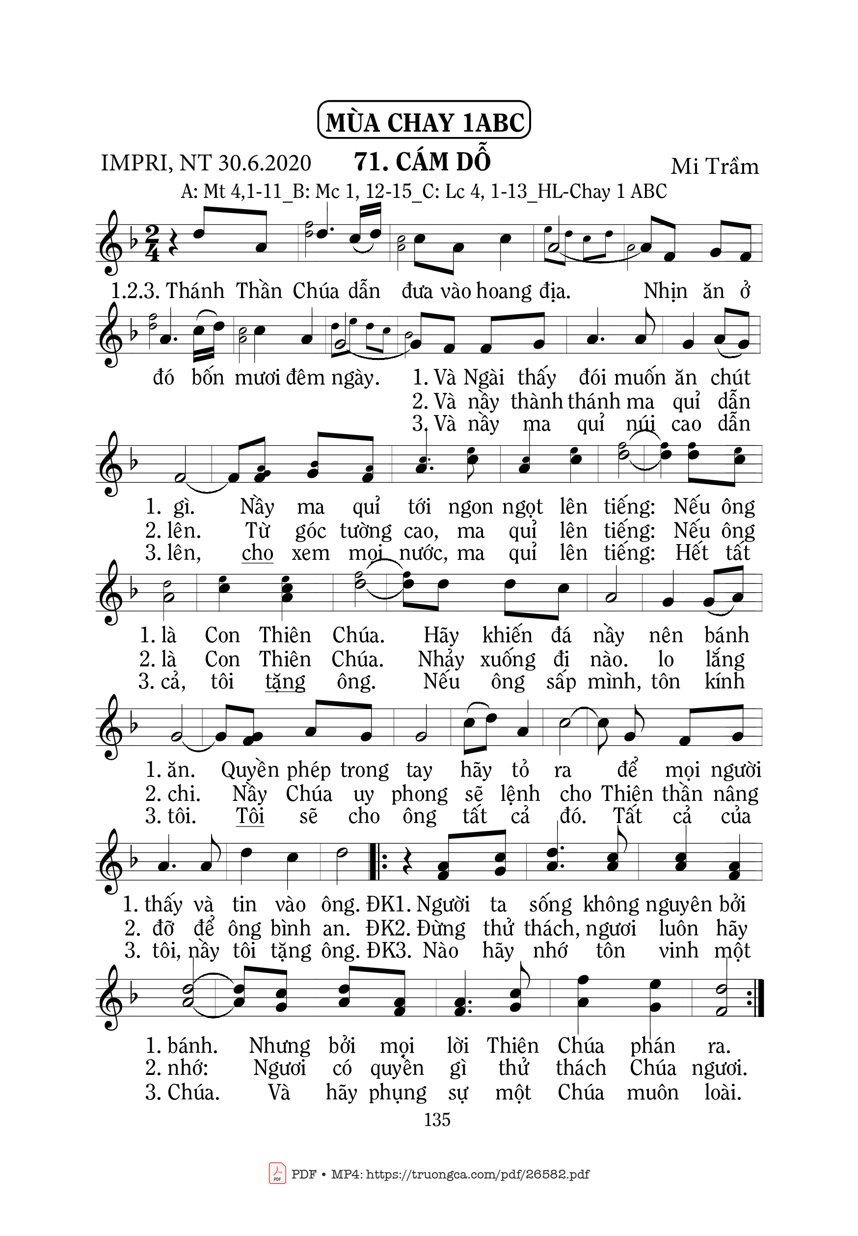 Page 1 of Sheet music PDF Cám Dỗ - Mi Trầm