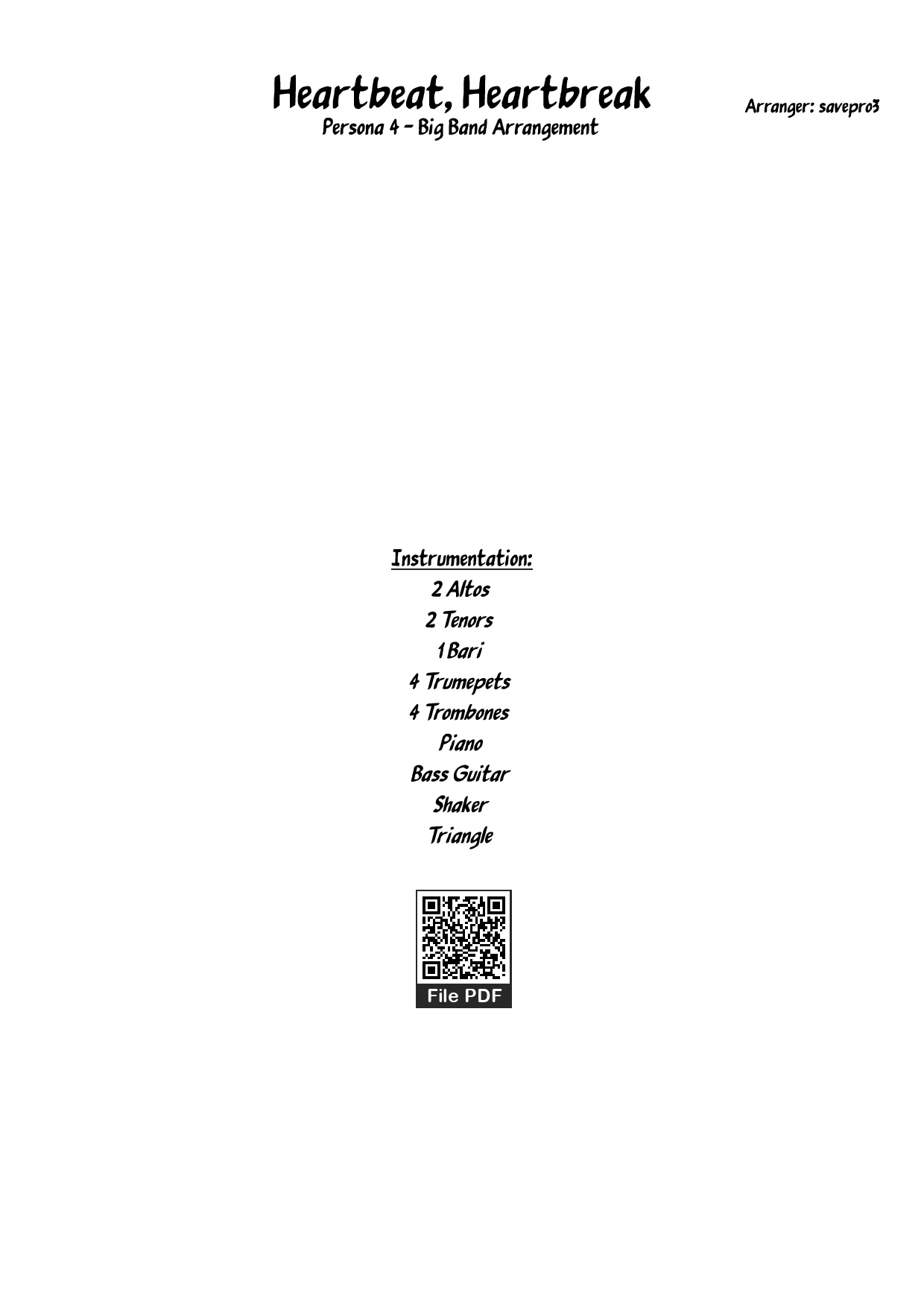 Page 1 of Sheet music PDF Piano Heartbeat, Heartbreak Piano - Arranger: savepro3