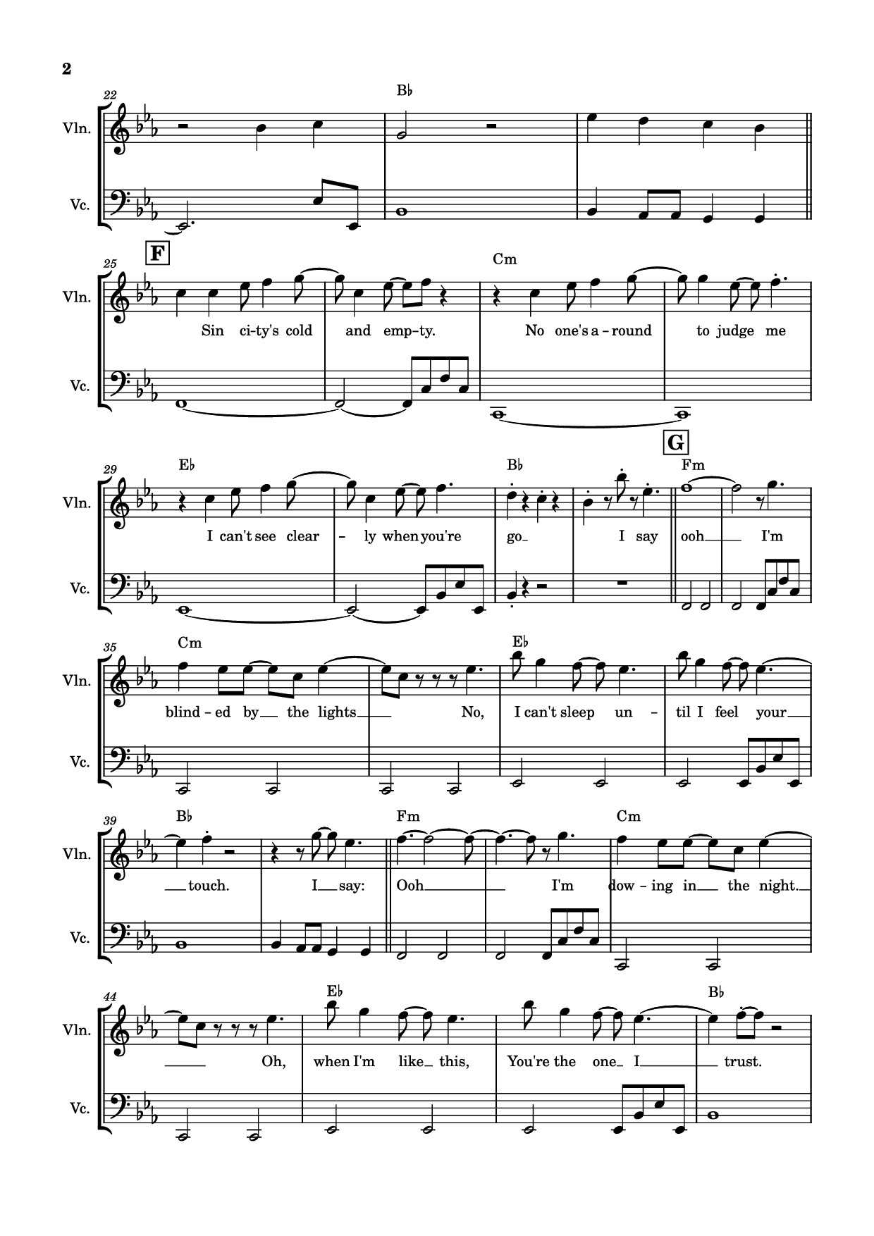 Page 2 of Sheet music PDF Blinding lights Violin - The Weeknd