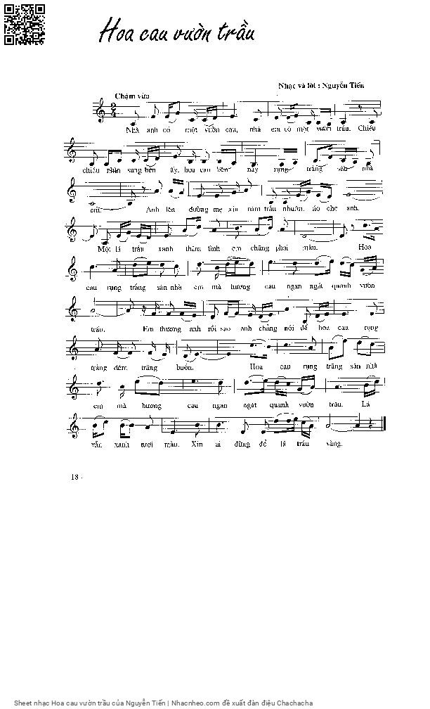 Sheet PDF of Hoa cau vườn trầu