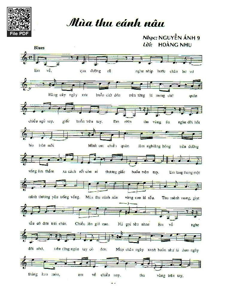Sheet PDF of Mùa Thu Cánh Nâu