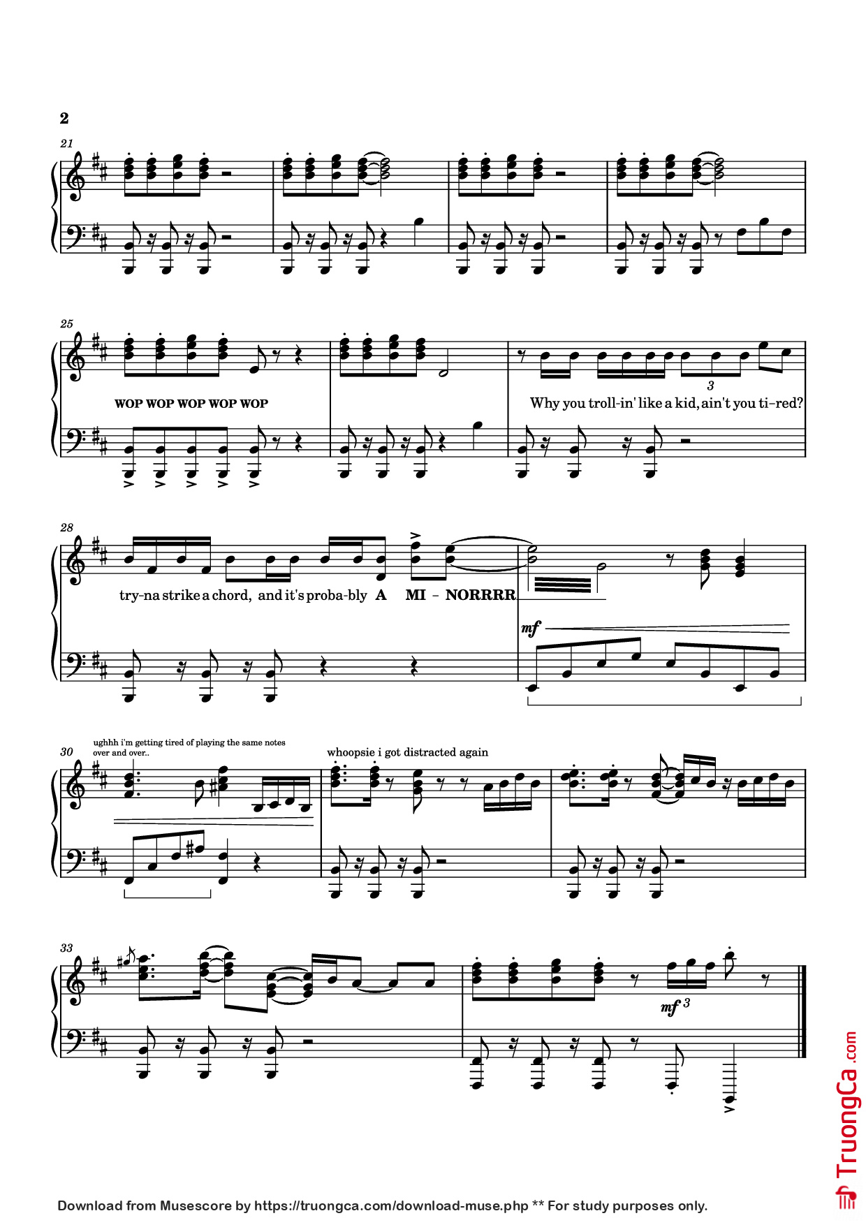 Page 2 of Sheet music PDF Piano not like us and stuff Piano - The legend himself Kendrick Lamar