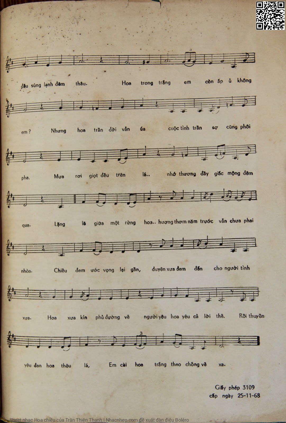 Page 3 of Sheet music PDF Hoa chiều - Trần Thiện Thanh