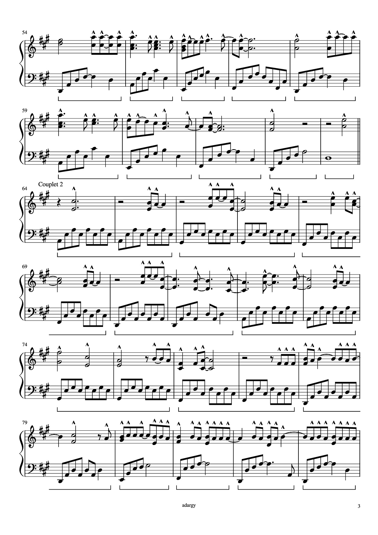 Page 3 of Sheet music PDF Piano Someone like you Piano - Daniel Wilson Adèle Adkins