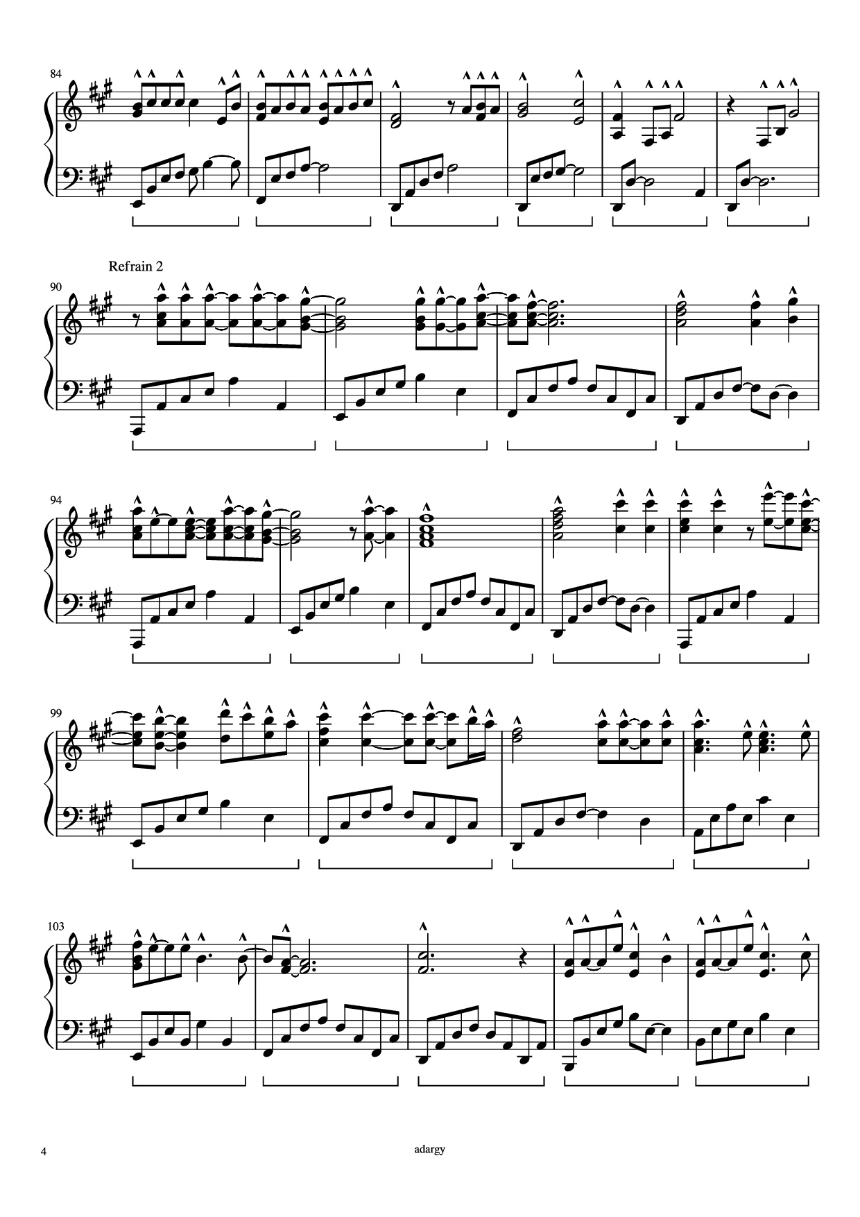 Page 4 of Sheet music PDF Piano Someone like you Piano - Daniel Wilson Adèle Adkins