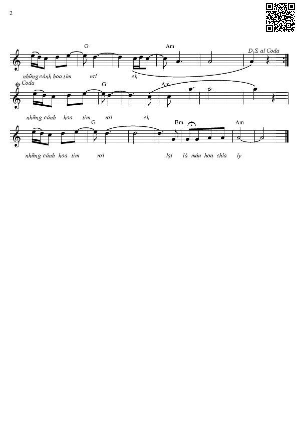 Page 2 of Sheet music PDF Hoa chuỗi ngọc - Diệp Chí Huy