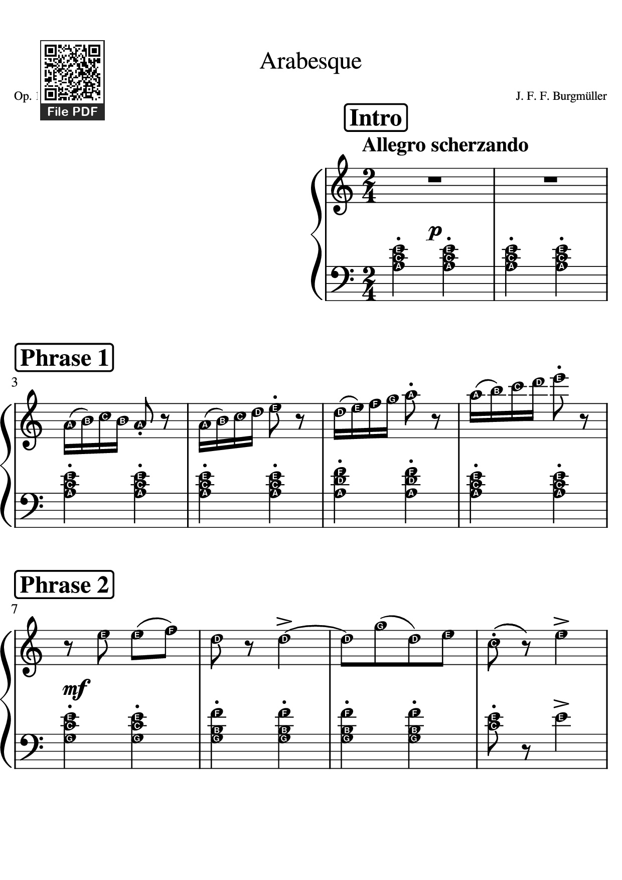 Sheet PDF of Arabesque Op. 100