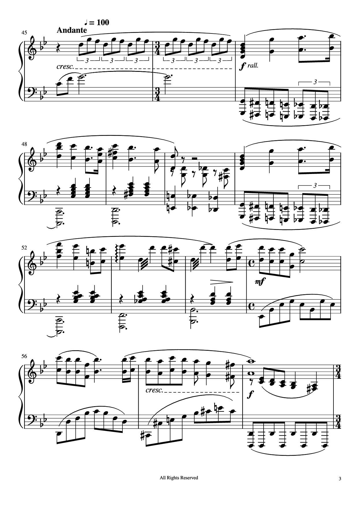 Page 3 of Sheet music PDF Piano Hana Bi Piano - Joe Hisaishi