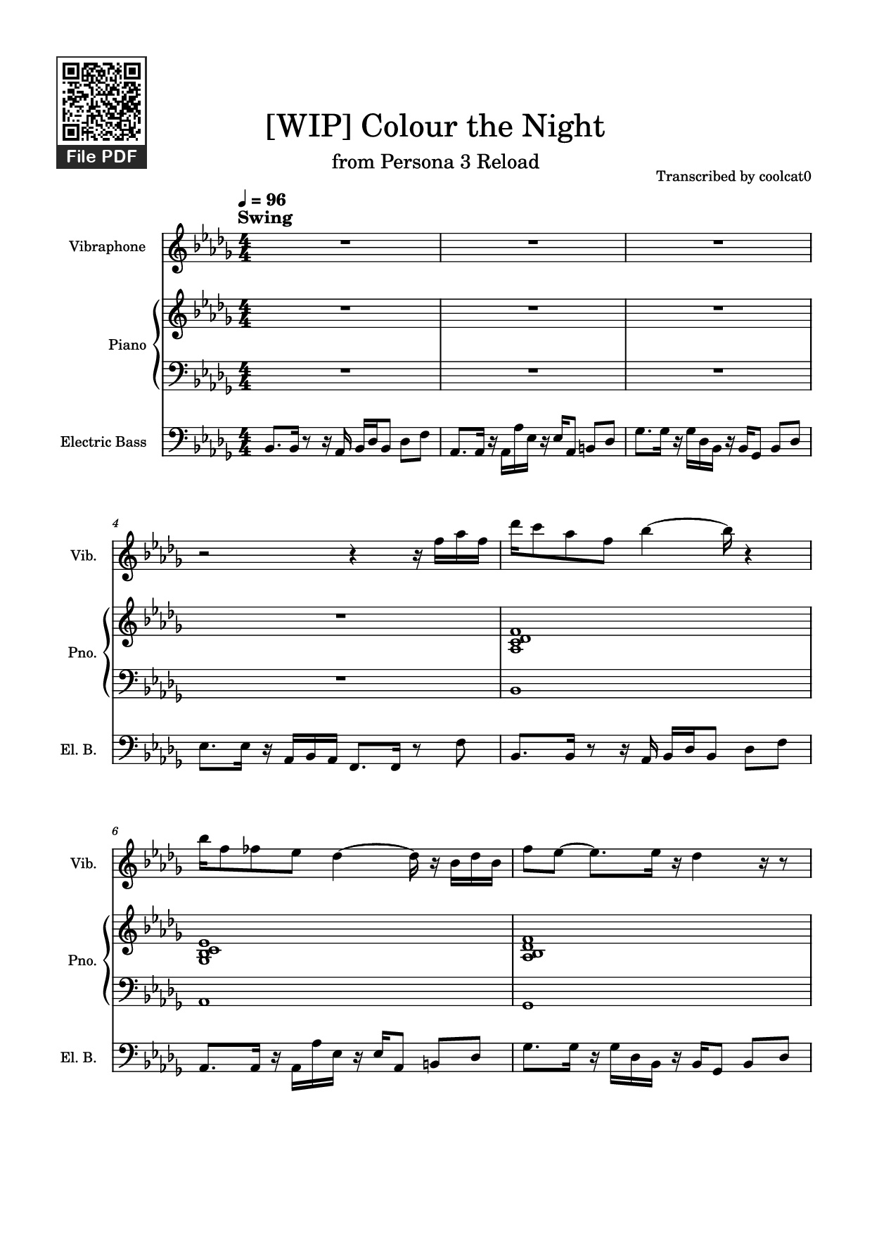Page 1 of Sheet music PDF Piano Guitar Tab [WIP] Colour the Night Piano - Transcribed by coolcat0