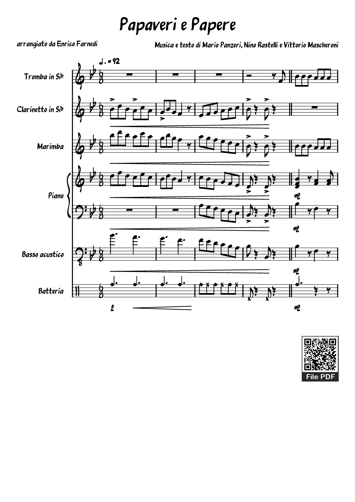 Sheet PDF of Papaveri e Papere Piano