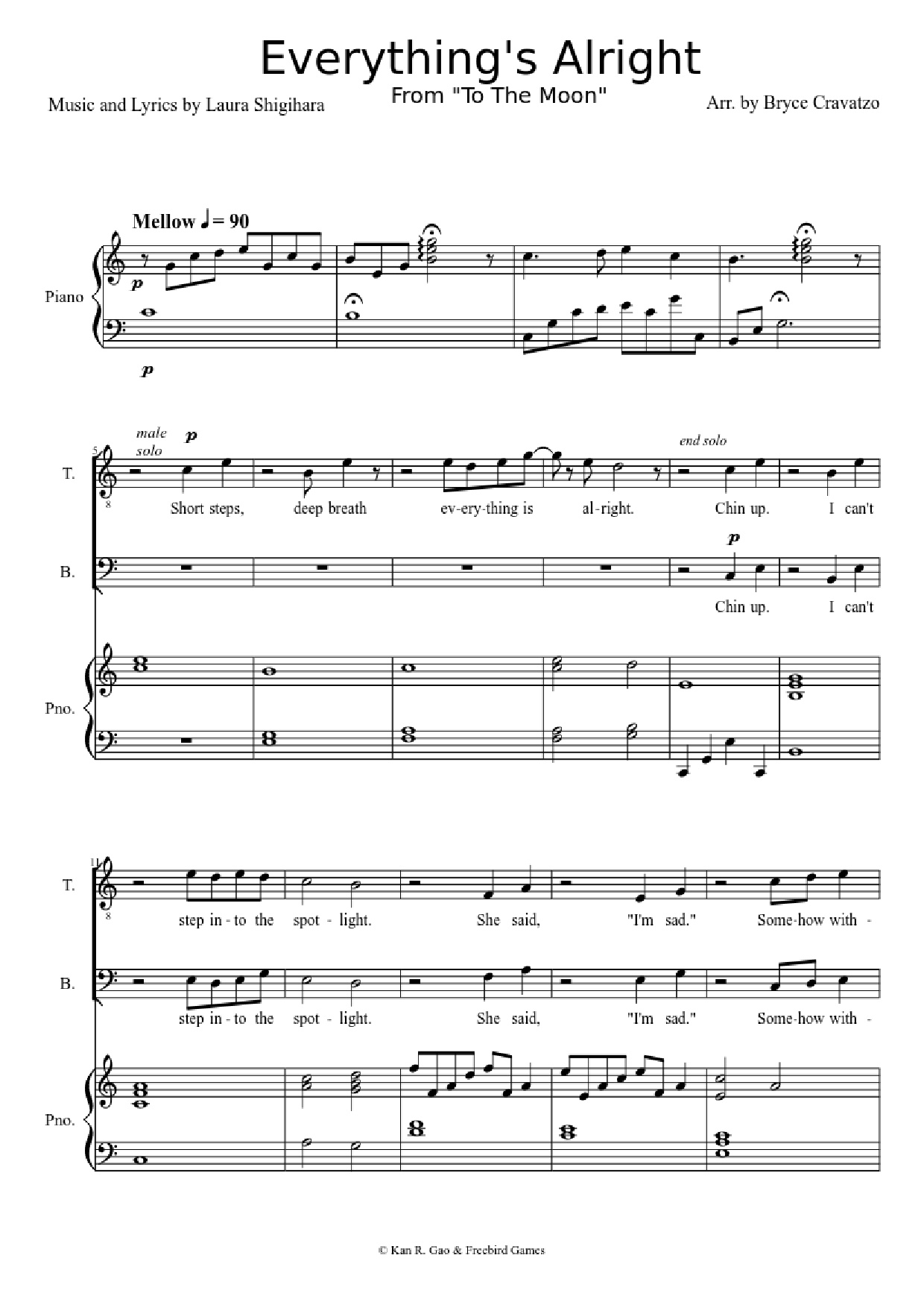 Sheet PDF of Everything's Alright Piano