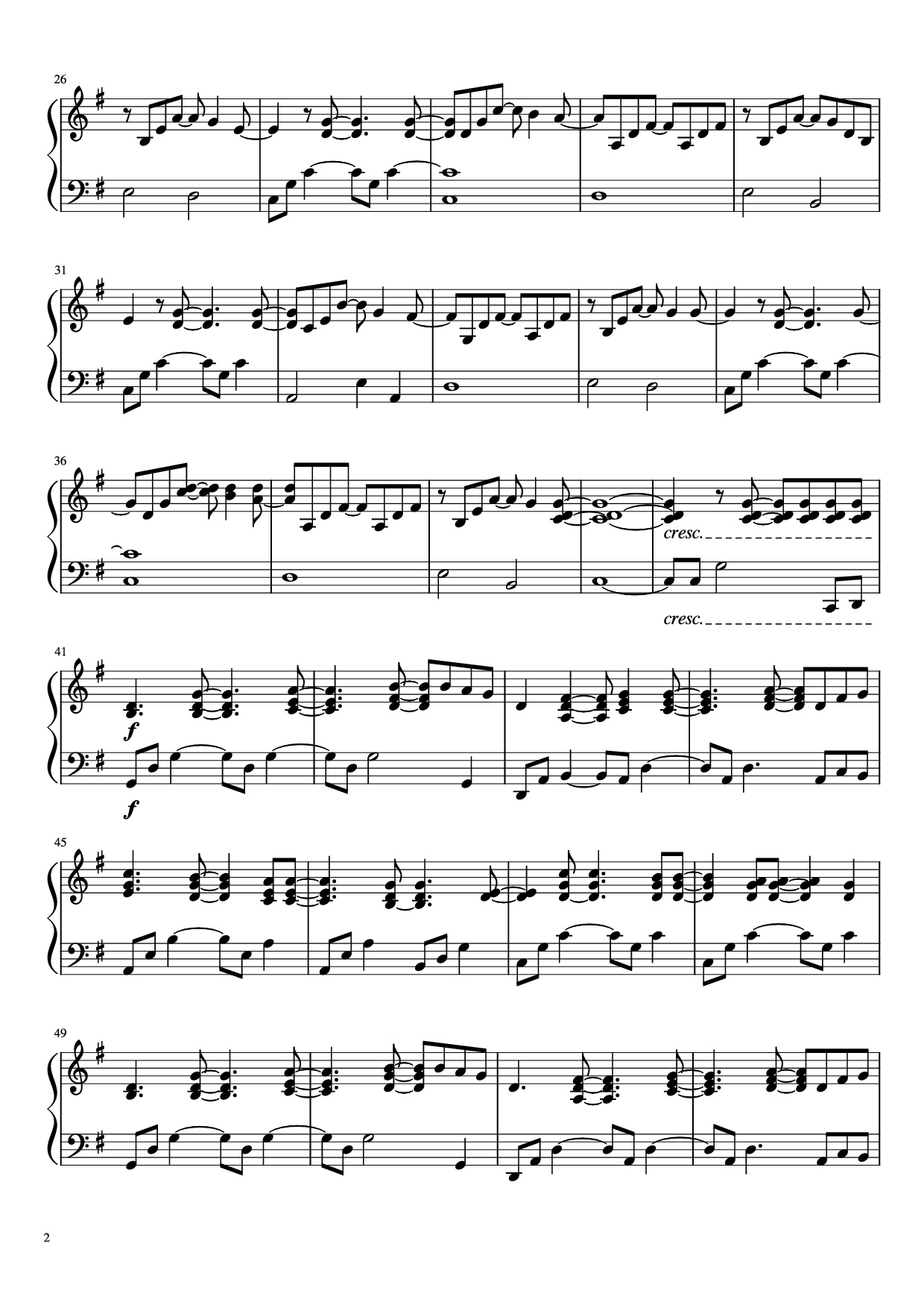 Page 2 of Sheet music PDF Piano A Million Dream Piano - Undefined