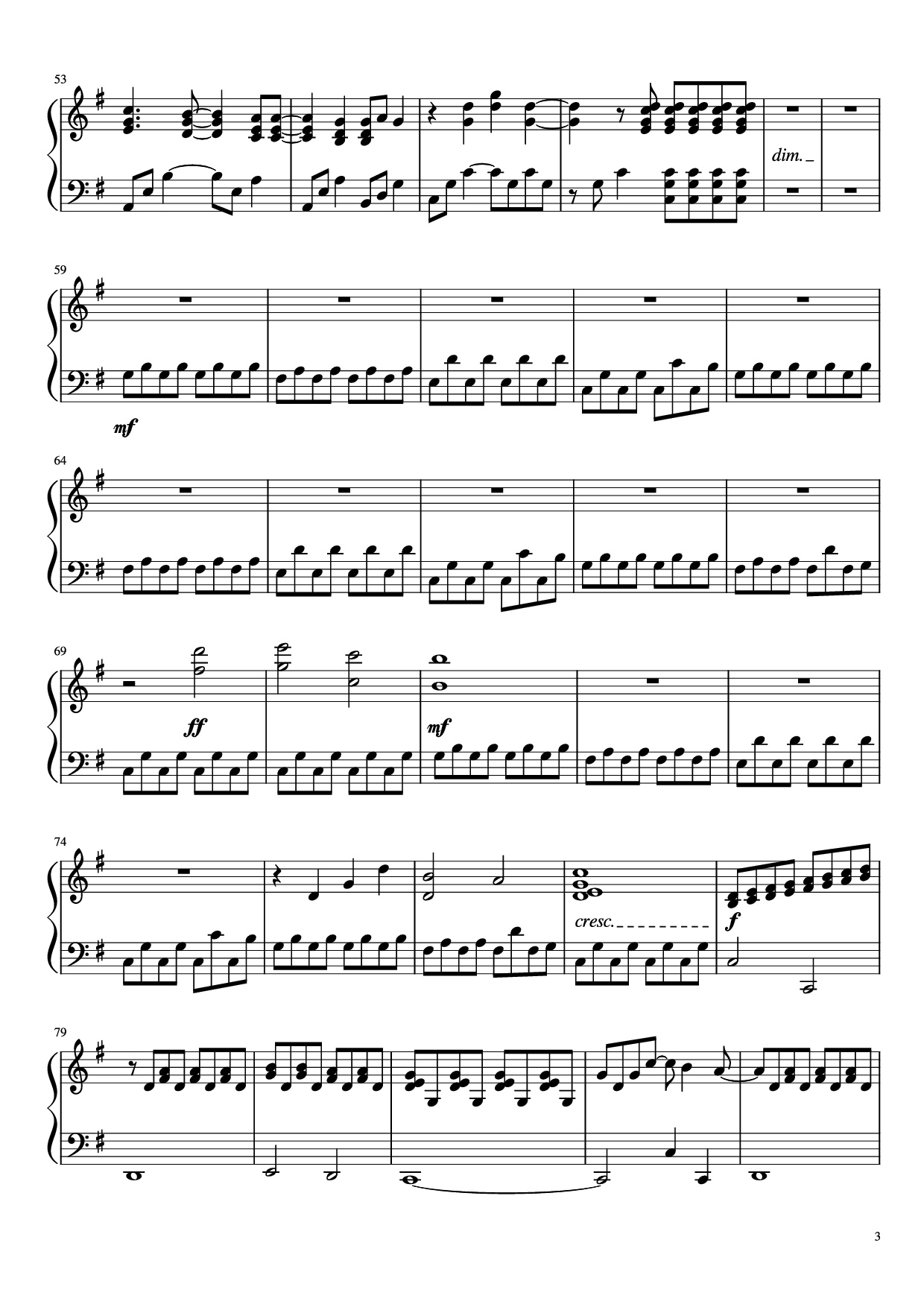 Page 3 of Sheet music PDF Piano A Million Dream Piano - Undefined