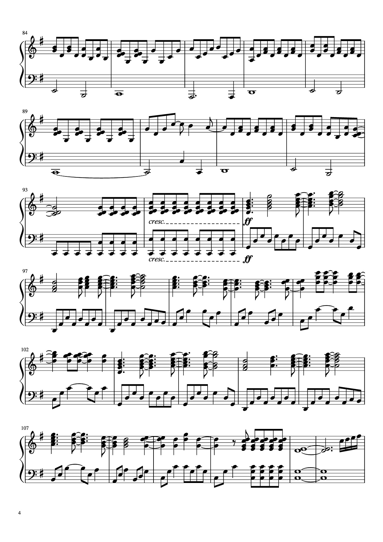 Page 4 of Sheet music PDF Piano A Million Dream Piano - Undefined