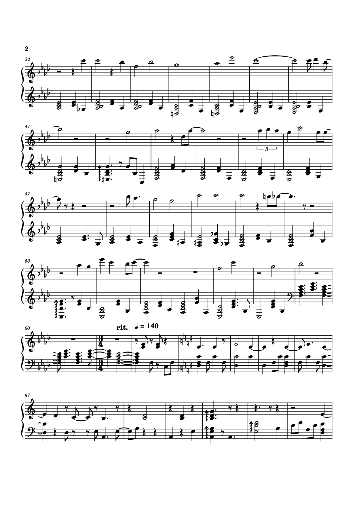 Page 2 of Sheet music PDF Piano asleep among endives Piano - Arranged sook