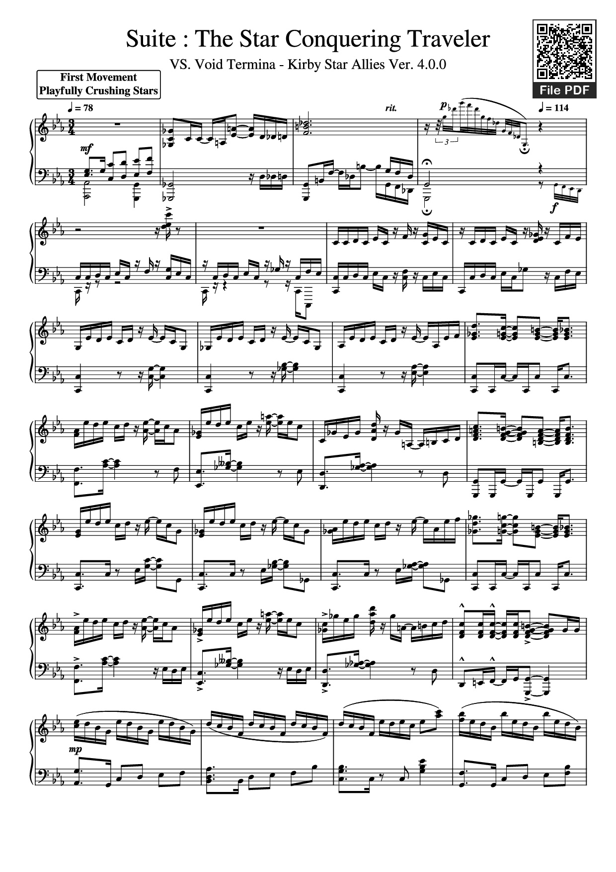 Sheet PDF of Suite : The Star Conquering Traveler Piano