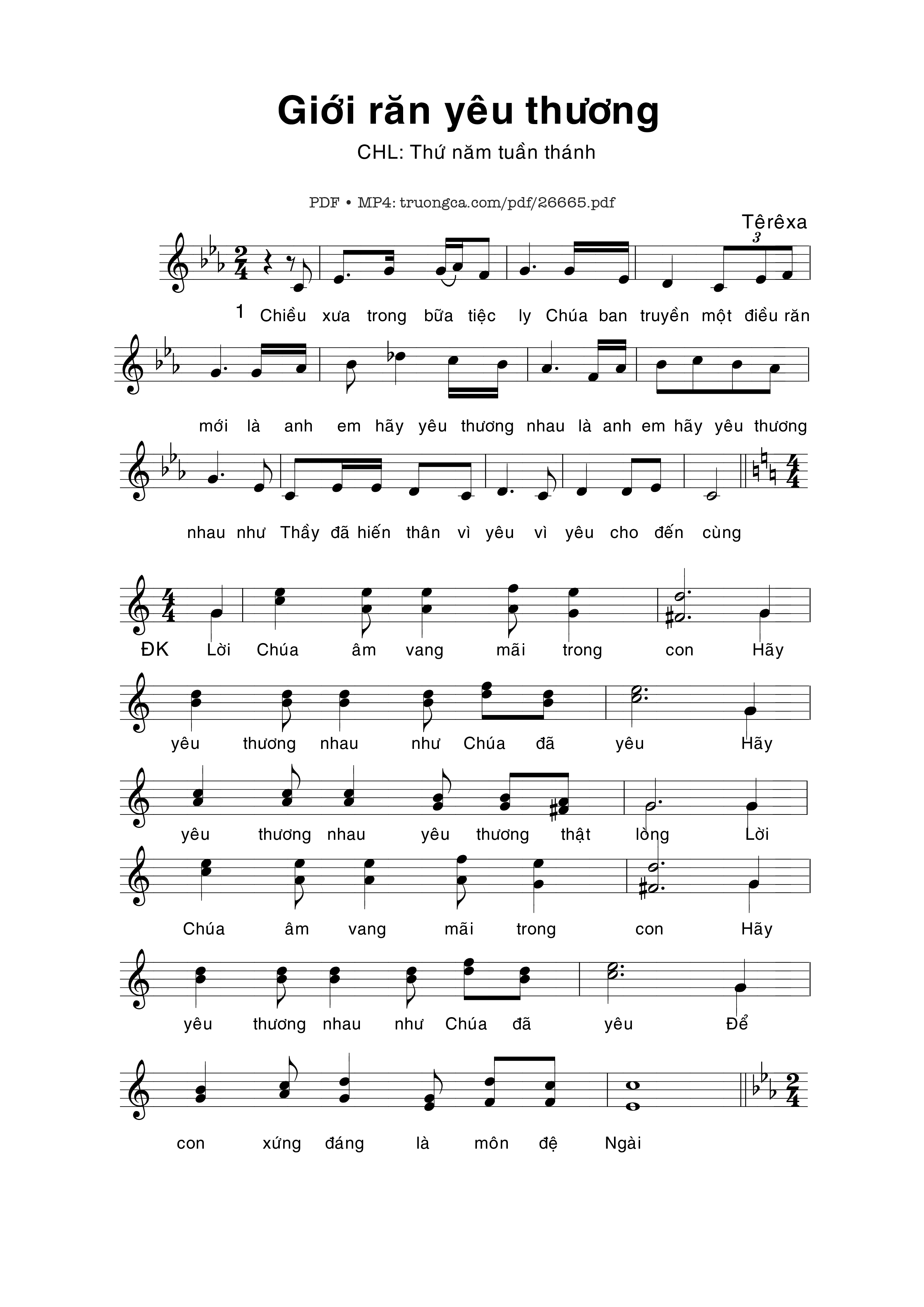 Sheet PDF of Giới Răn Yêu Thương