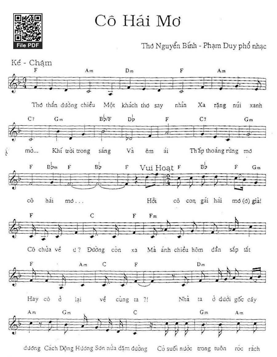 Sheet PDF of Cô Hái Mơ - Nguyễn Bính