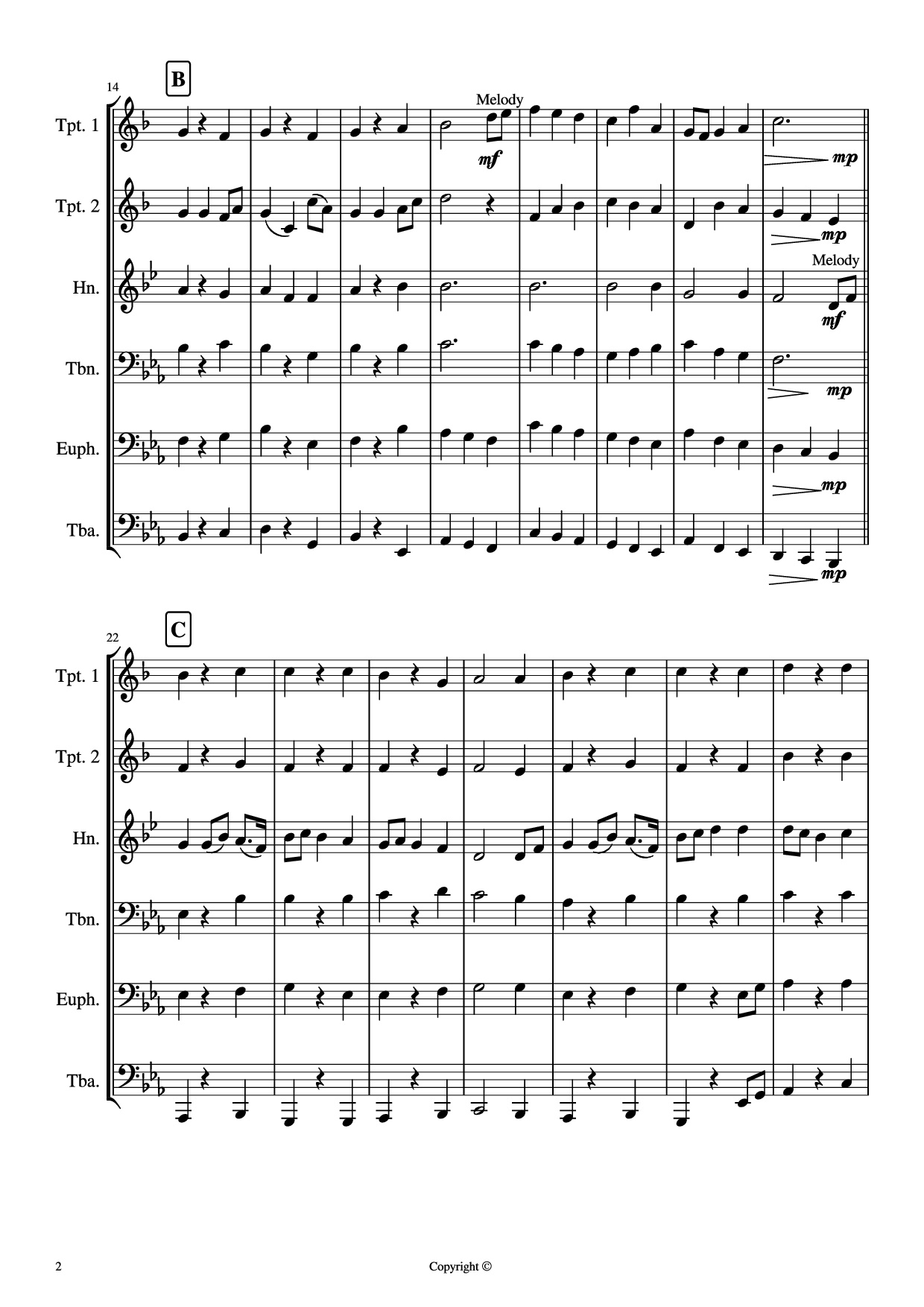 Page 2 of Sheet music PDF Jupiter - G Holst (arr. James Curnow
