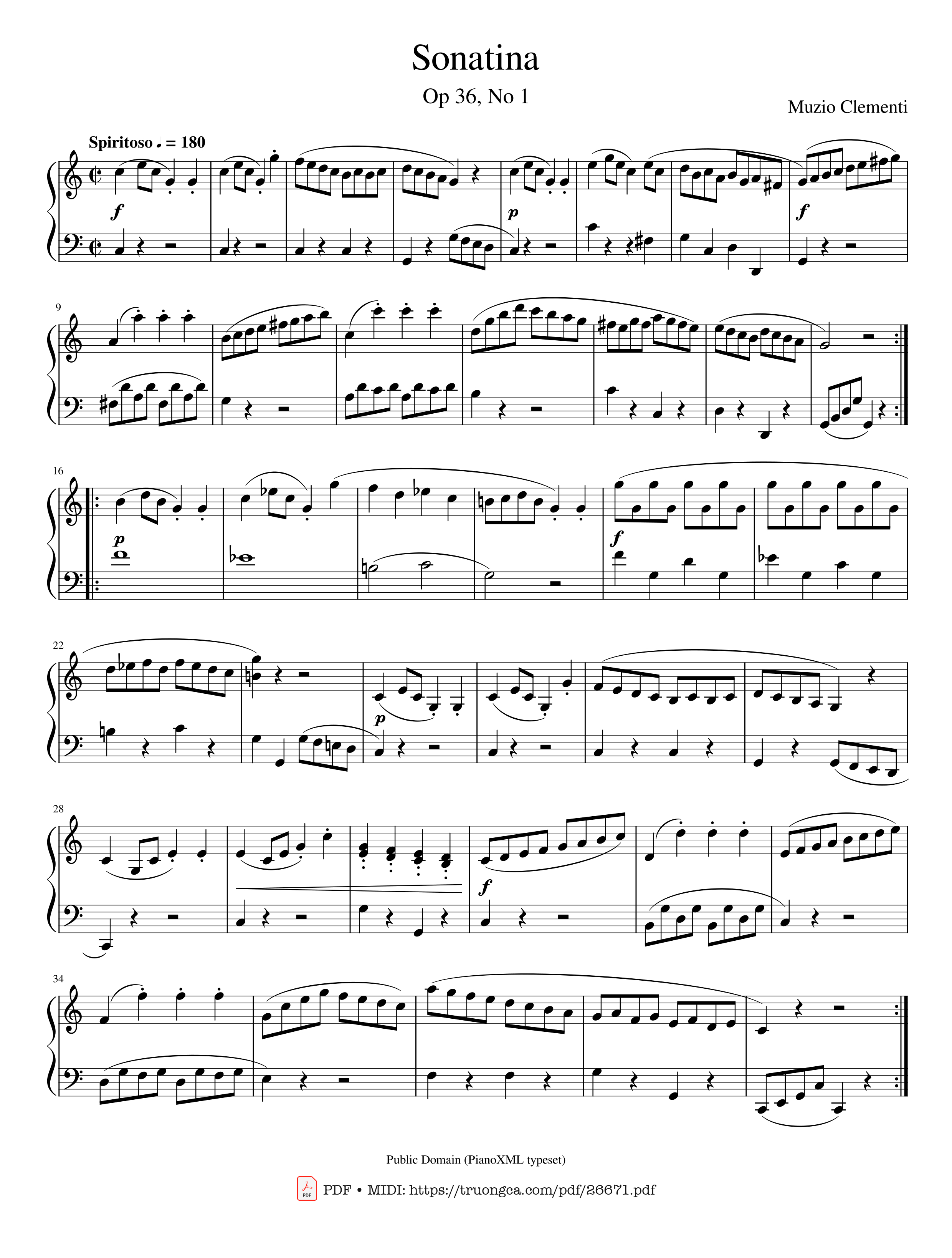 Page 1 of Sheet music PDF Sonatina Piano - Muzio Clementi