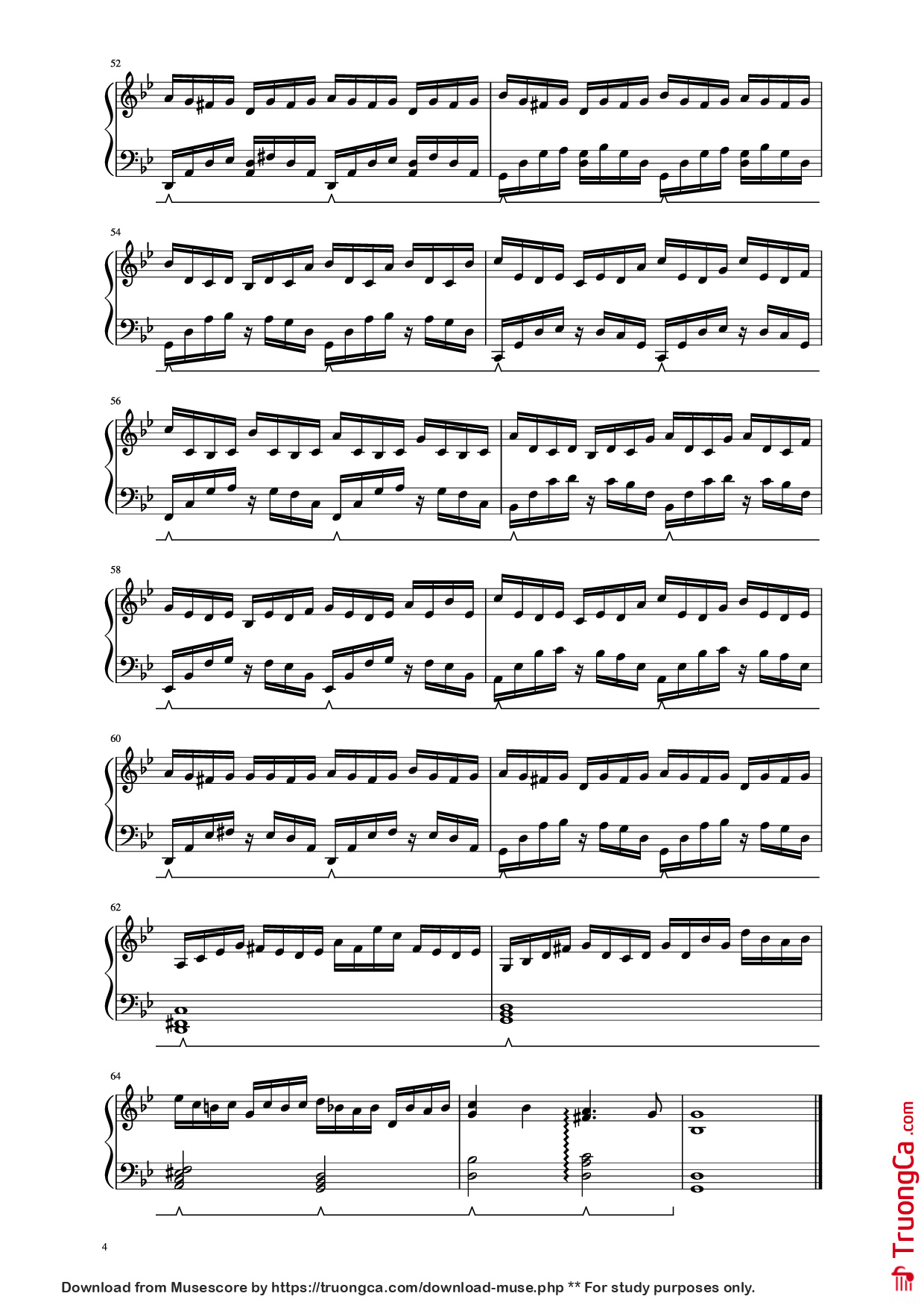 Page 4 of Sheet music PDF Piano G Minor Bach Piano - Luo Ni (bottle