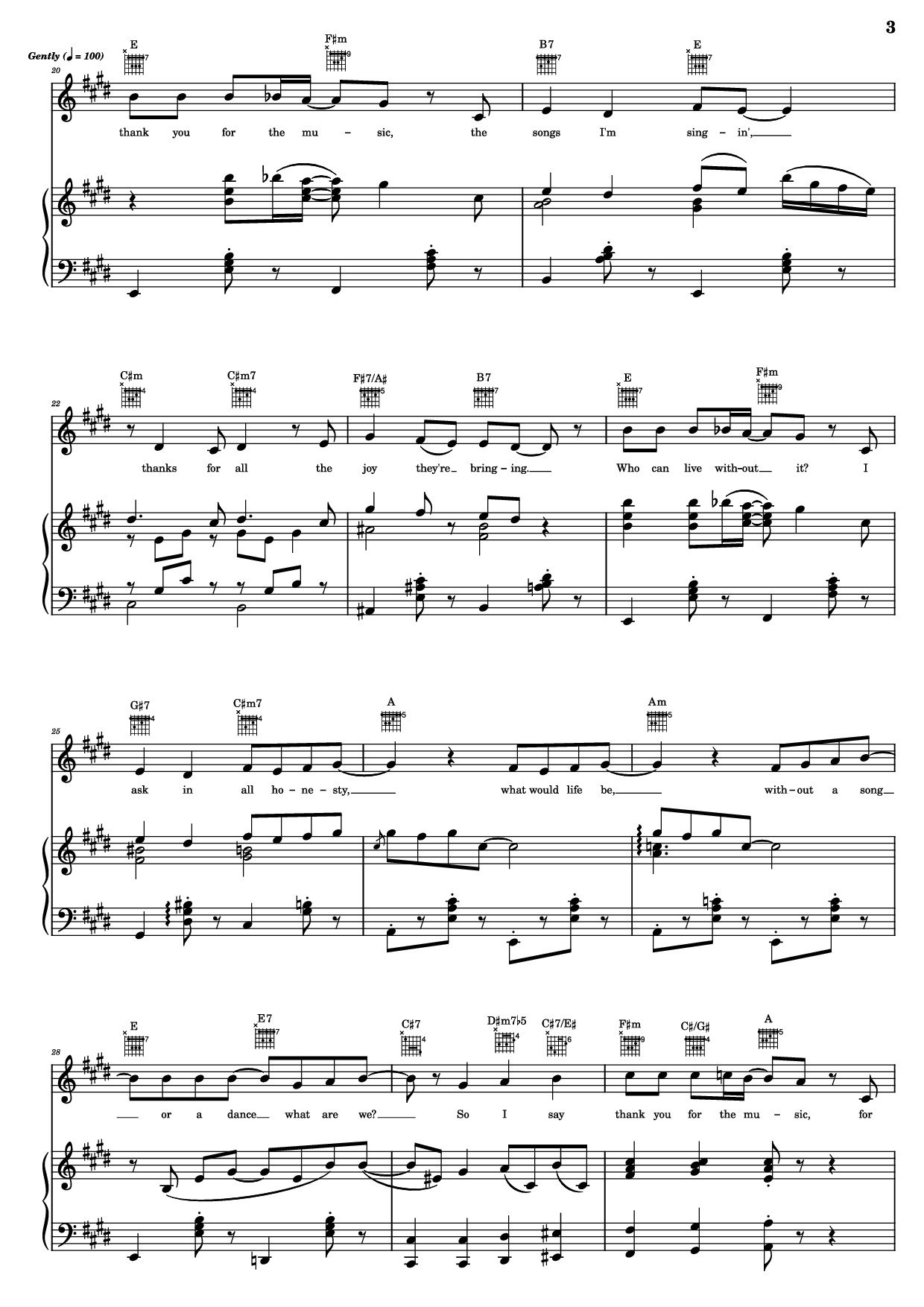 Page 3 of Sheet music PDF Piano Guitar Tab Thank You For The Music Piano - B. Andersson/B. Ulvaeus