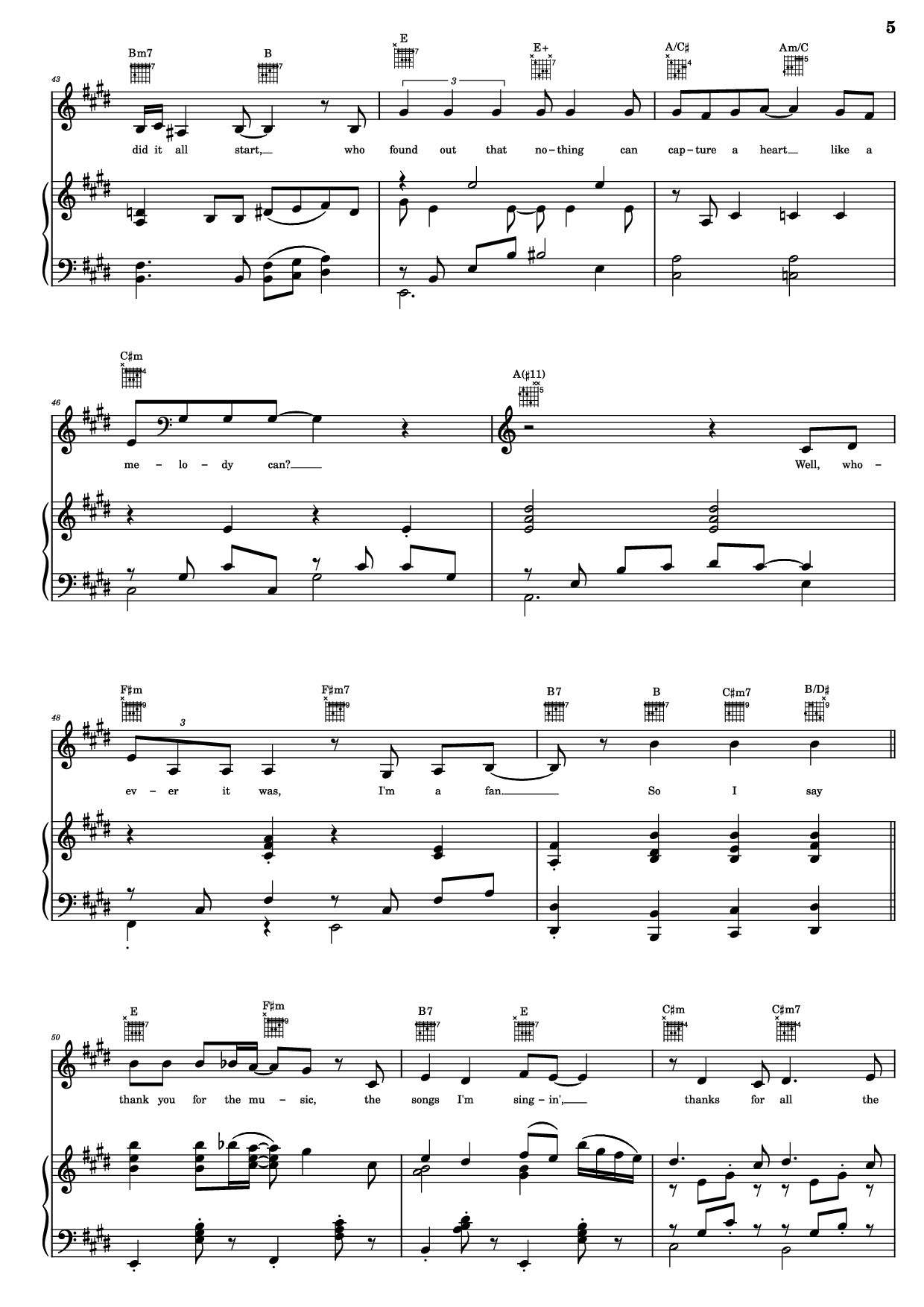 Page 5 of Sheet music PDF Piano Guitar Tab Thank You For The Music Piano - B. Andersson/B. Ulvaeus
