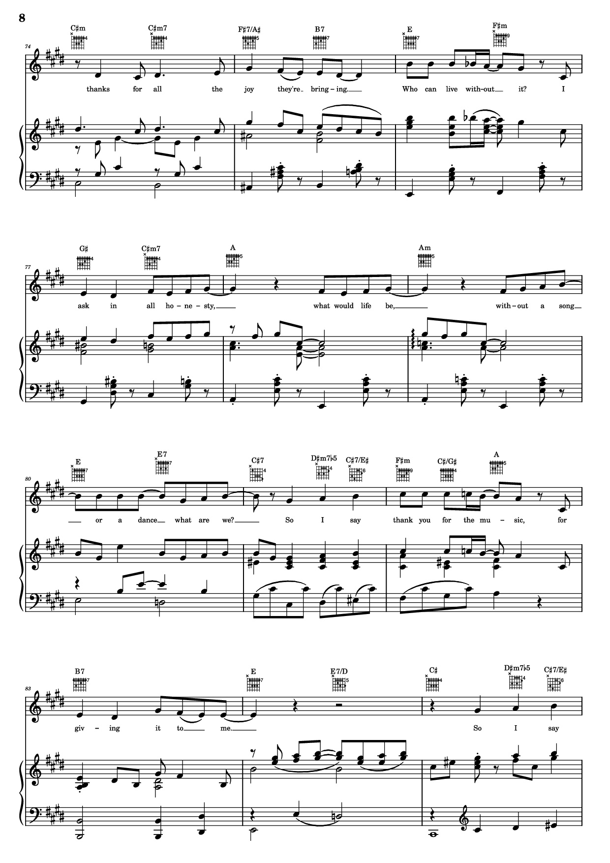 Page 8 of Sheet music PDF Piano Guitar Tab Thank You For The Music Piano - B. Andersson/B. Ulvaeus