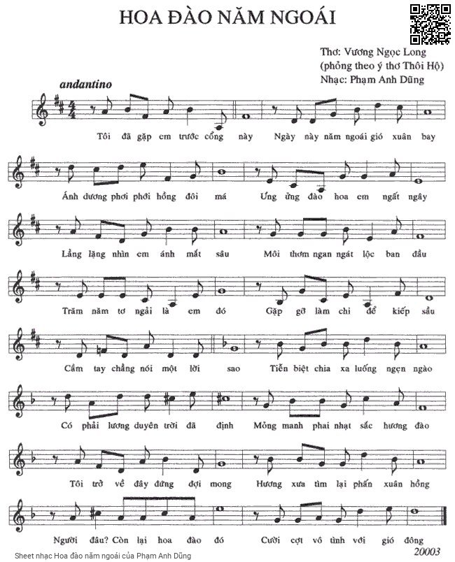 Sheet PDF of Hoa đào năm ngoái