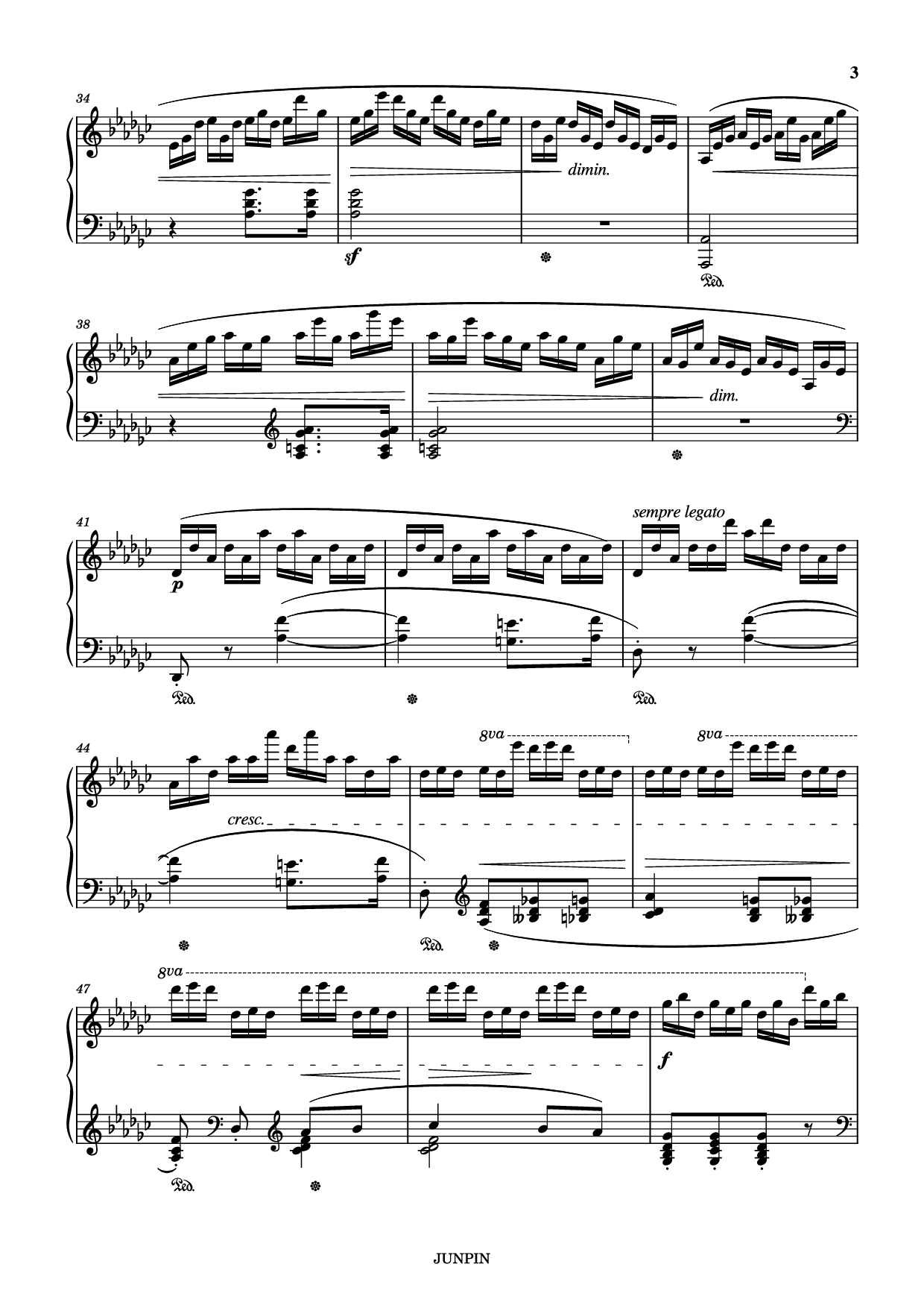 Page 3 of Sheet music PDF Etude Op.10 No.5 in Gb Major "Black keys" Piano - Chopin 