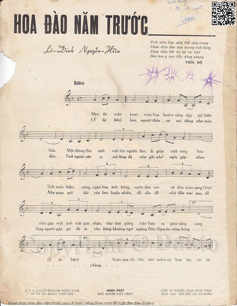 Page 2 of Sheet music PDF Hoa đào năm trước - Lê Dinh