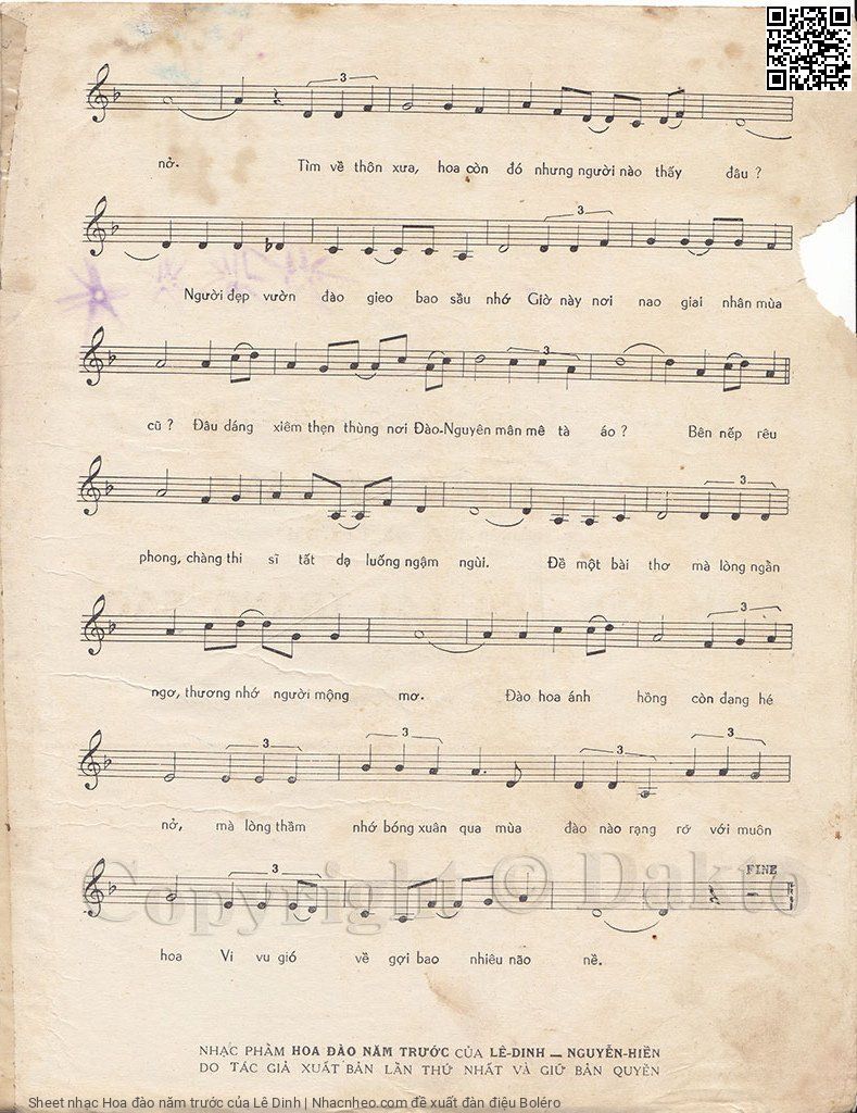 Page 3 of Sheet music PDF Hoa đào năm trước - Lê Dinh