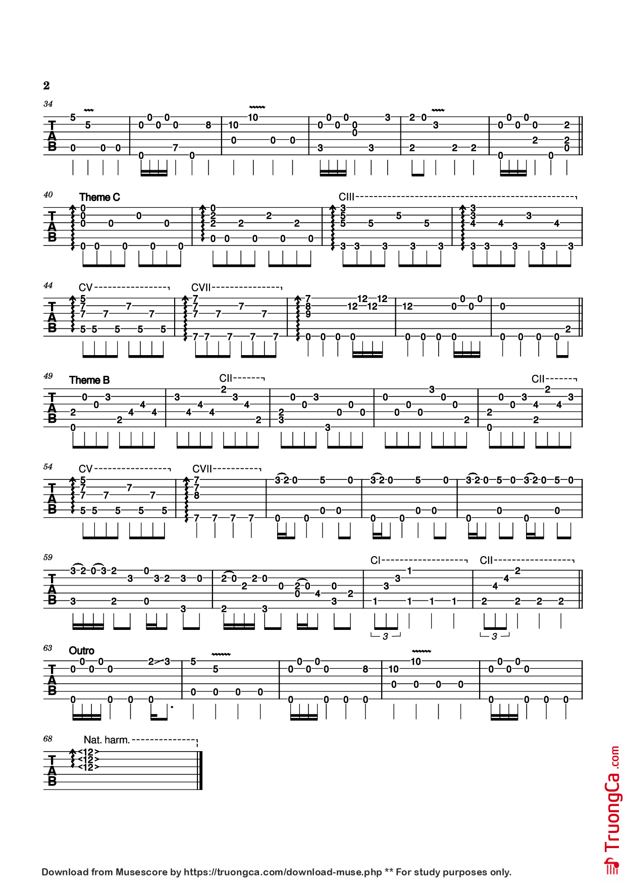 Page 2 of Sheet music PDF Guitar Tab The Good, the Bad and the Ugly Guitar TAB - Ennio Morricone