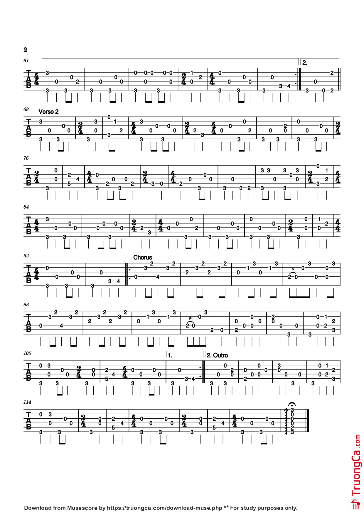 Page 2 of Sheet music PDF Guitar Tab Ring of Fire Guitar TAB - June Carter & Merle Kilgore