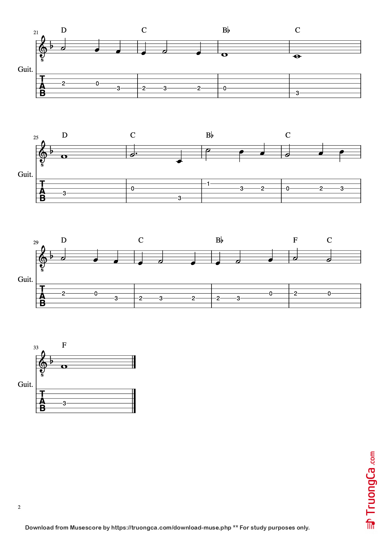 Page 2 of Sheet music PDF Guitar Tab My heart will go on – Titanic Theme Guitar TAB - Composer
