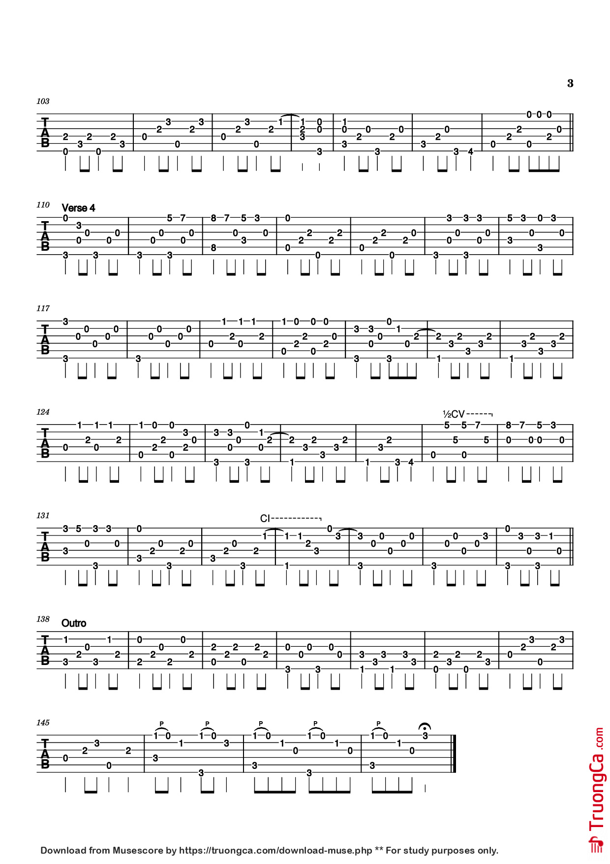 Page 3 of Sheet music PDF Guitar Tab Highwayman Guitar TAB - Jimmy Webb