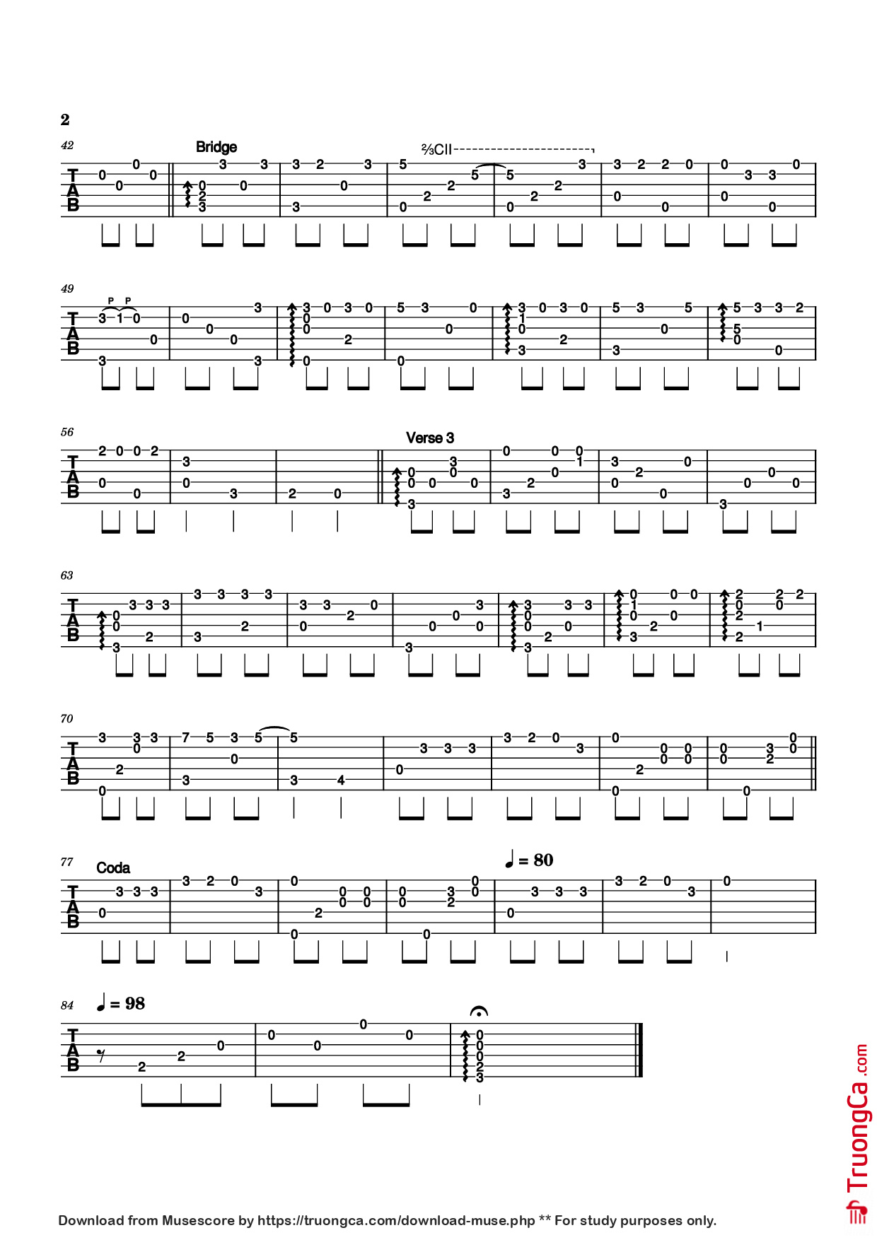 Page 2 of Sheet music PDF Guitar Tab Crying in the Rain Guitar TAB - Carole King