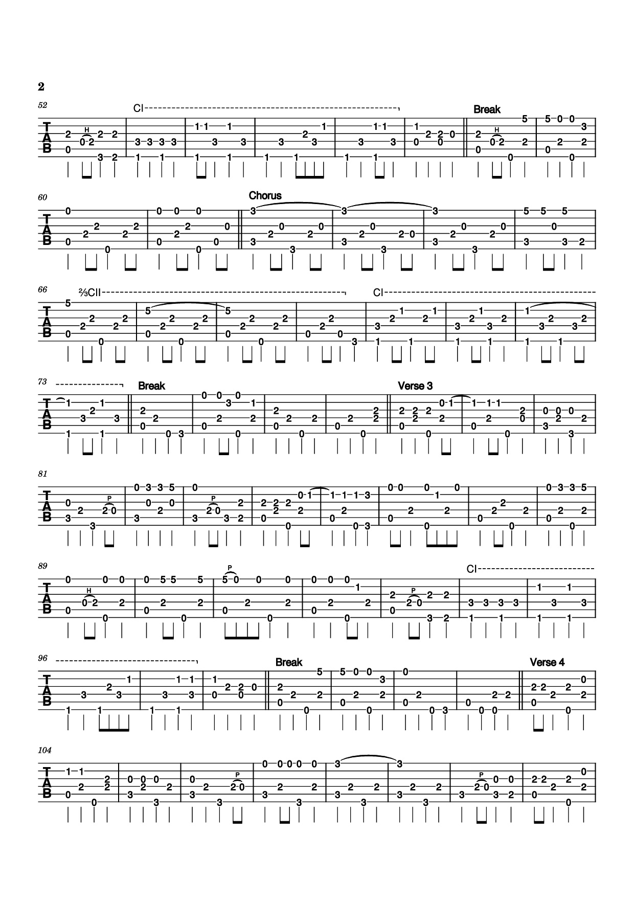 Page 2 of Sheet music PDF Guitar Tab (Ghost) Riders in the Sky Guitar TAB - Stan Jones