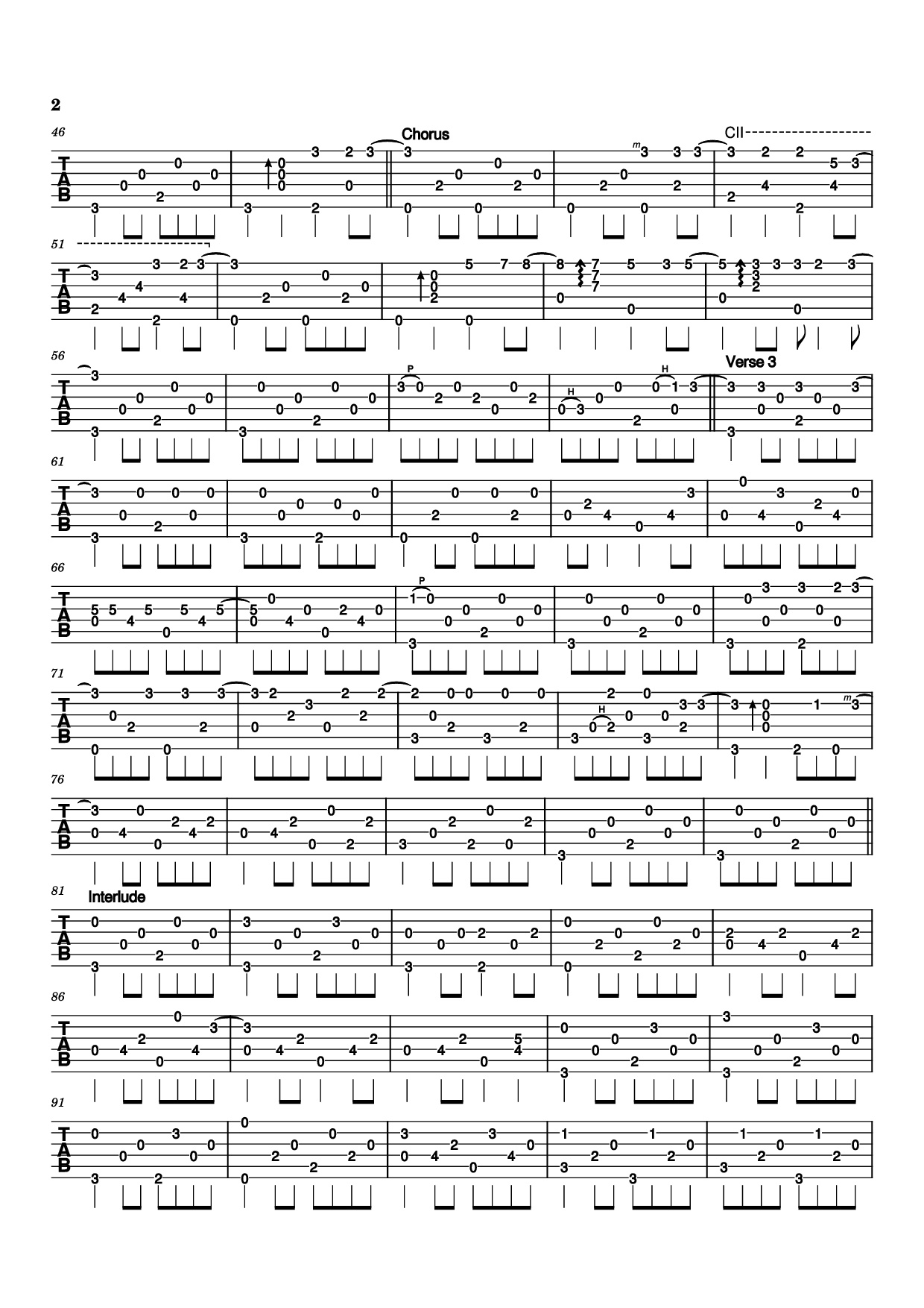 Page 2 of Sheet music PDF Guitar Tab The Boxer Guitar TAB - Paul Simon