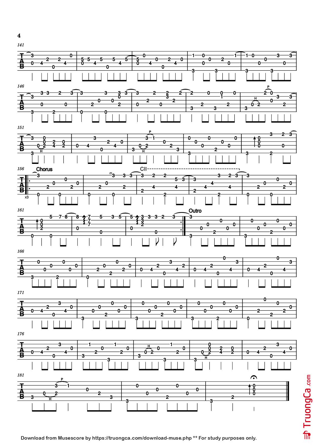 Page 4 of Sheet music PDF Guitar Tab The Boxer Guitar TAB - Paul Simon