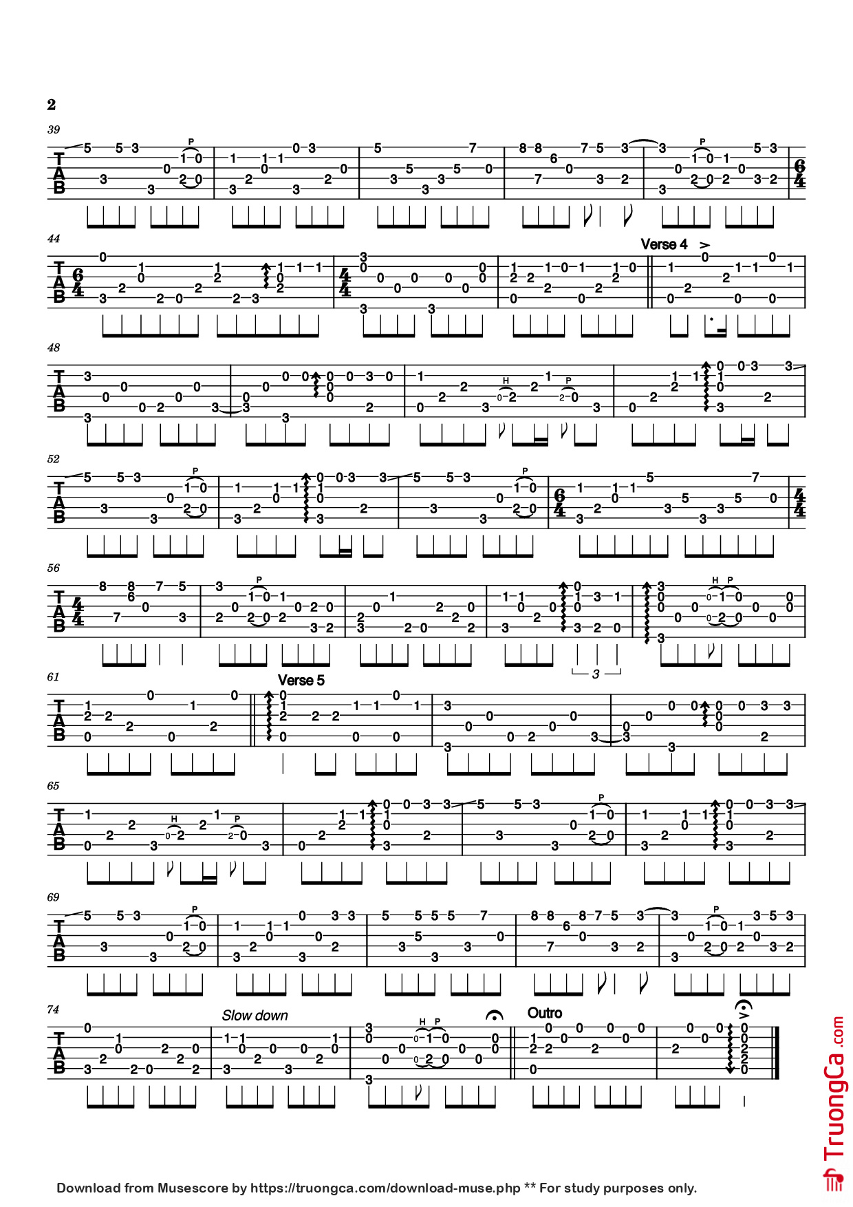Page 2 of Sheet music PDF Guitar Tab The Sound of Silence Guitar TAB - Paul Simon