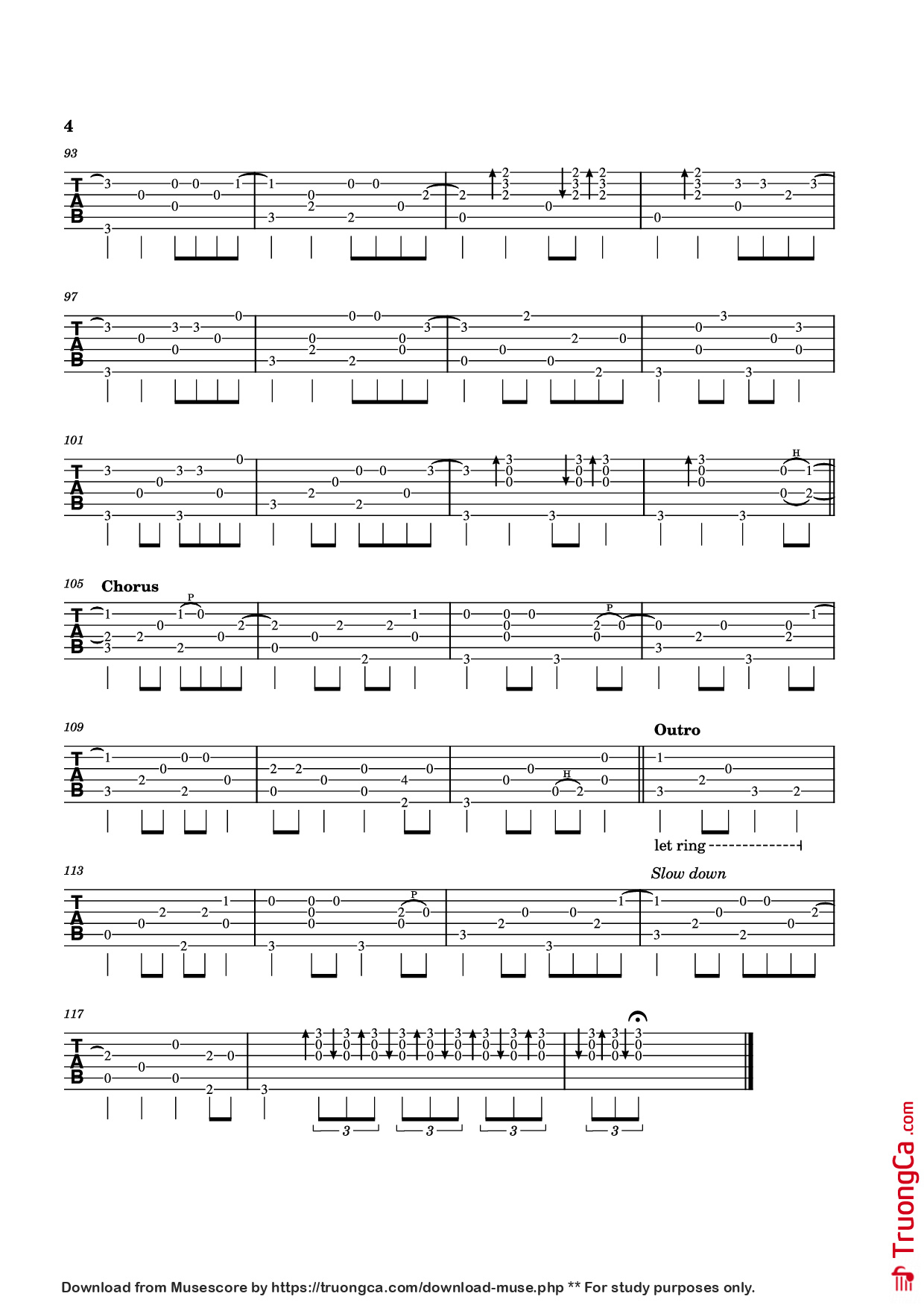 Page 4 of Sheet music PDF Guitar Tab Blowin